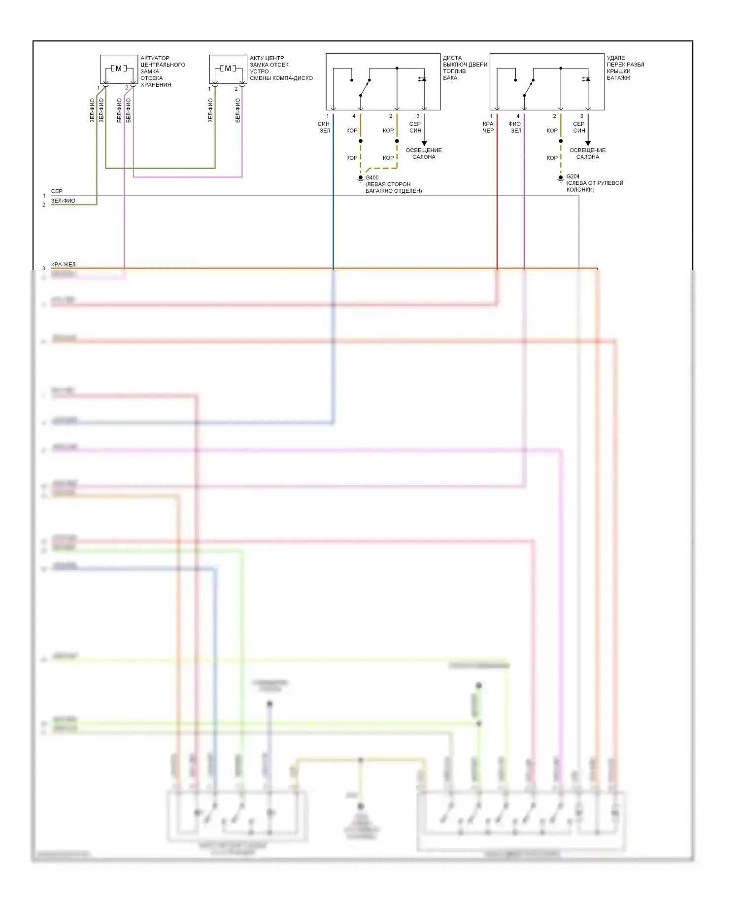 TT Audi 8N (1998-2003): Электросхема центрального замка, родстер (2 из 2) 