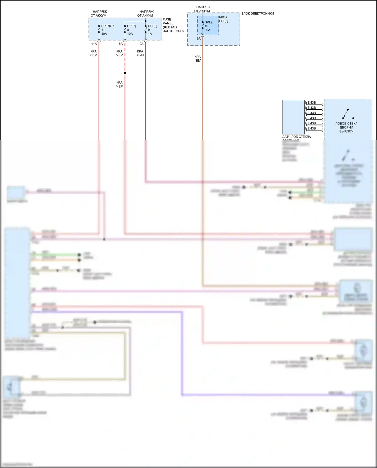 TT Audi 8S рестайлинг (2018-2024): Дворники и омыватели электросхема 
