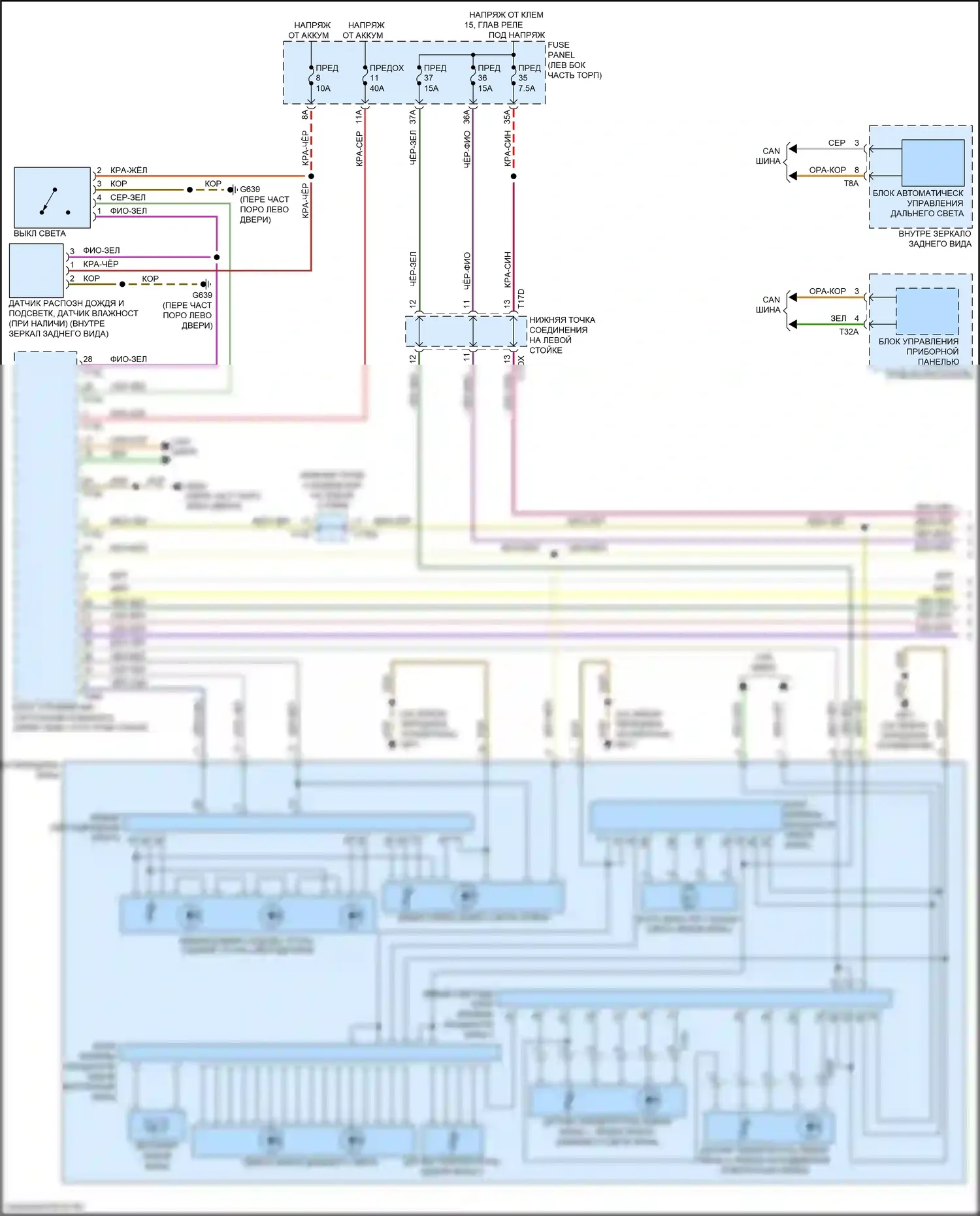 TT Audi 8S рестайлинг (2018-2024): Электросхема фар, без ксенона, с матричным лучом (1 из 2) 