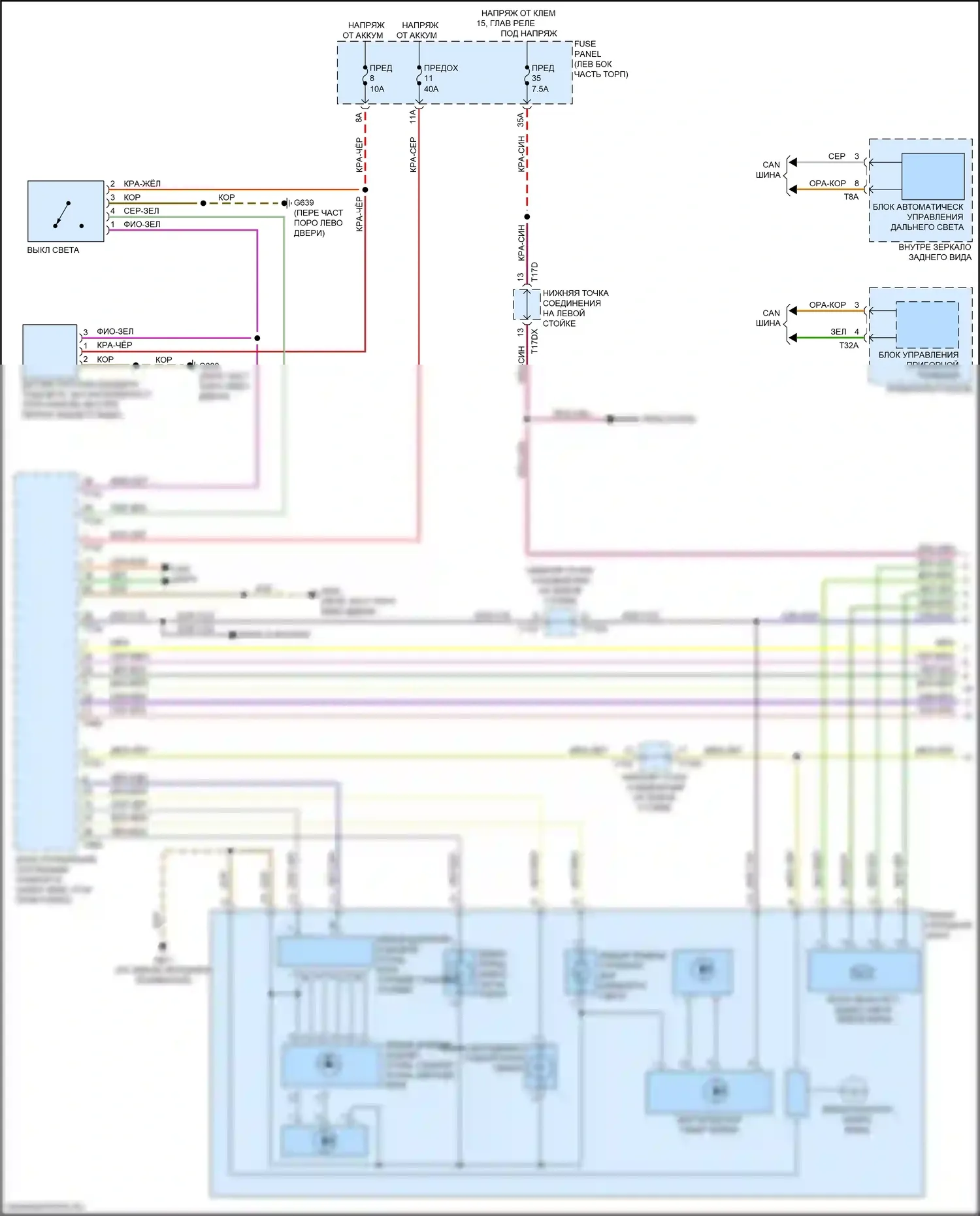 TT Audi 8S рестайлинг (2018-2024): Электросхема фар, с ксеноном (1 из 2) 