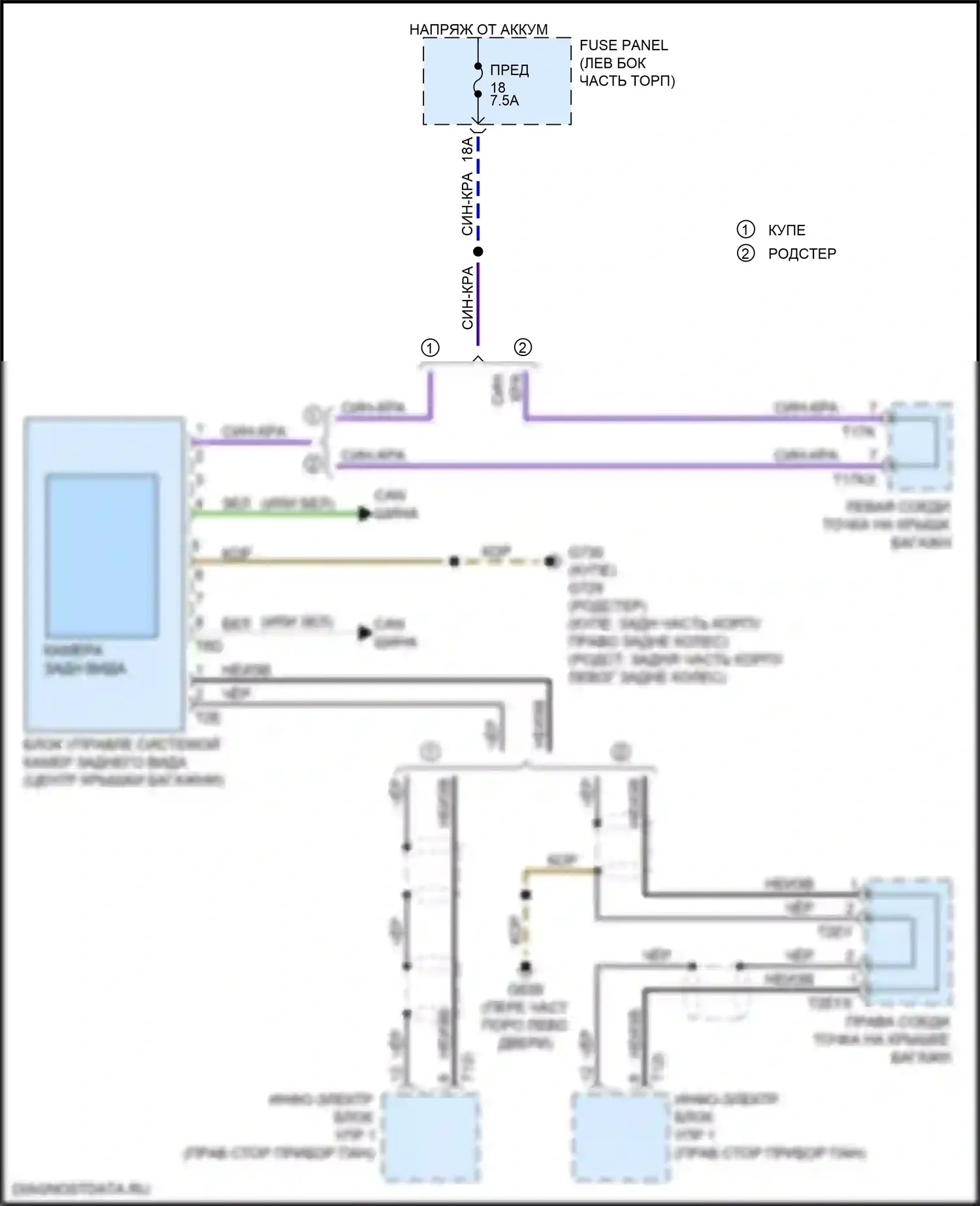 TT Audi 8S рестайлинг (2018-2024): Электросхема задней камеры 