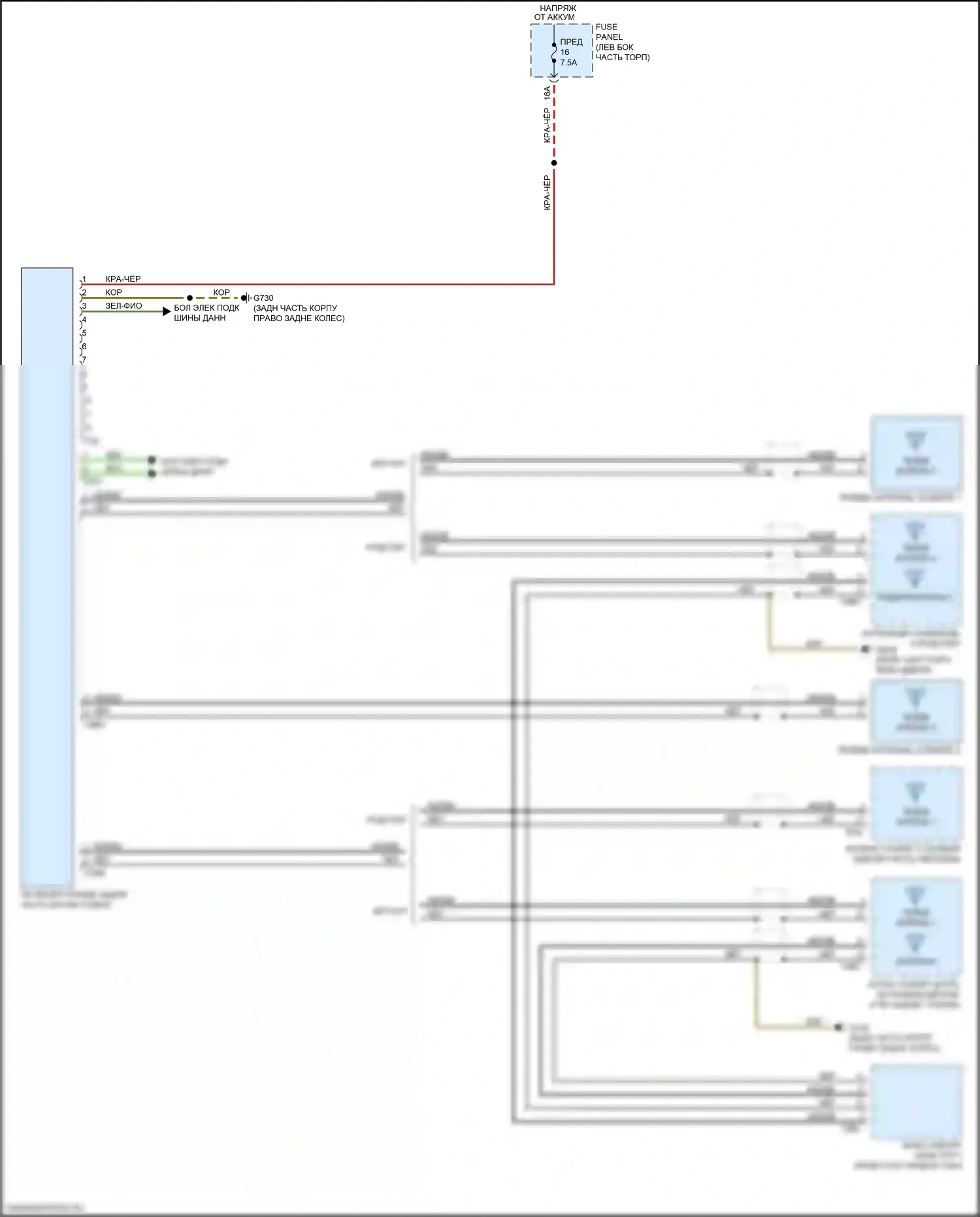 TTS Audi 8S рестайлинг (2018-2024): Электросхема тв-тюнера 