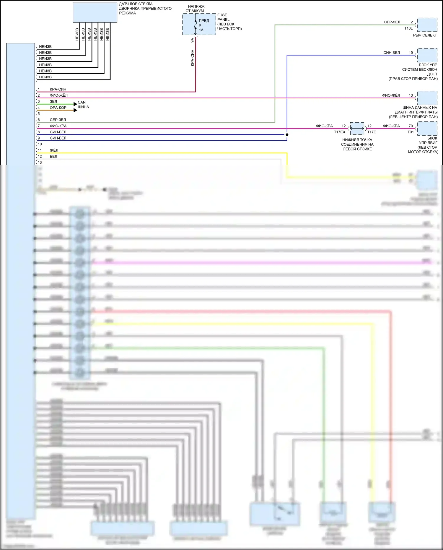 TTS Audi 8S (2014-2018): Электросхема блока управления электронными системами рулевой колонки (1 из 2) 