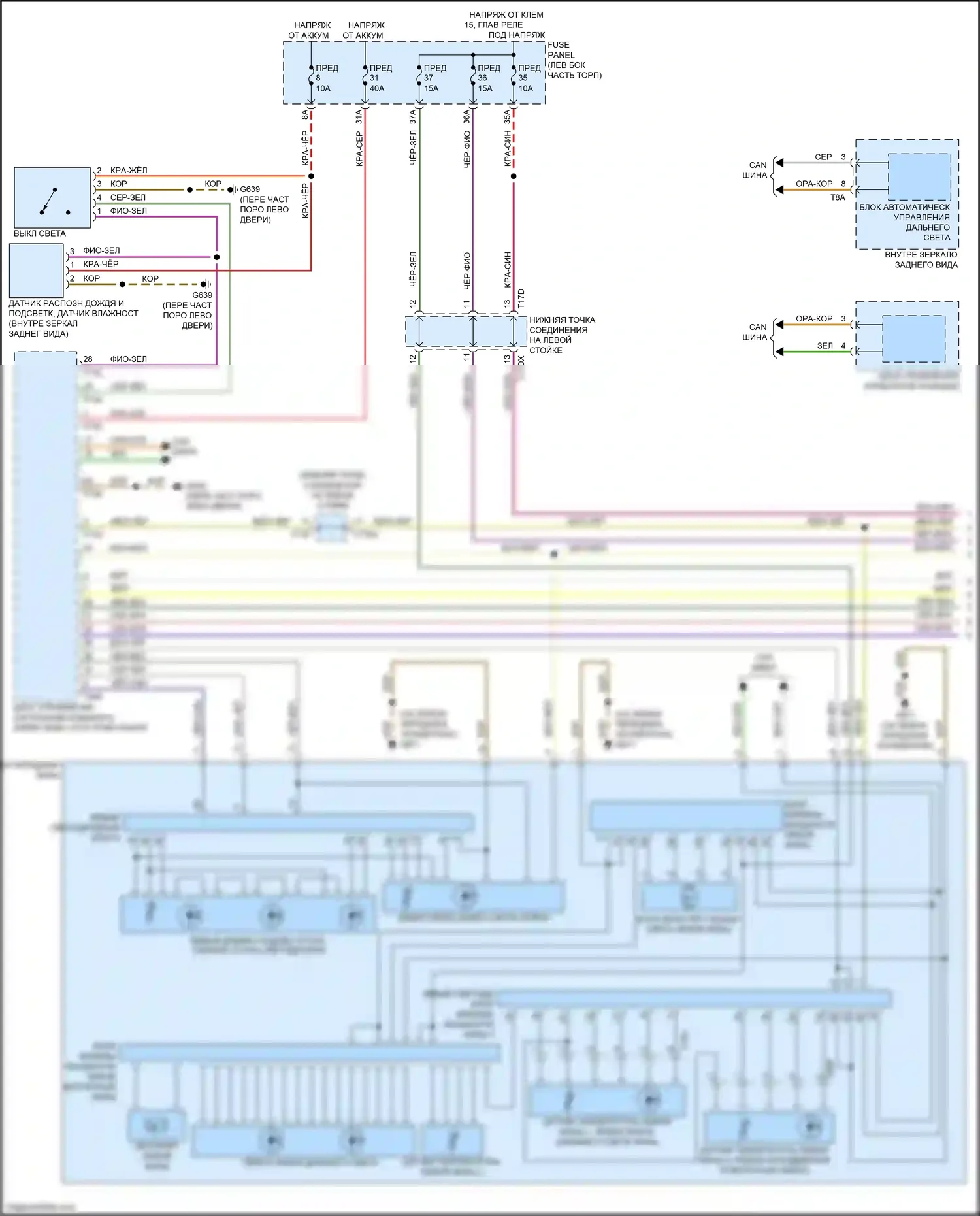TTS Audi 8S (2014-2018): Электросхема фар, без ксенона, с матричным лучом (1 из 2) 