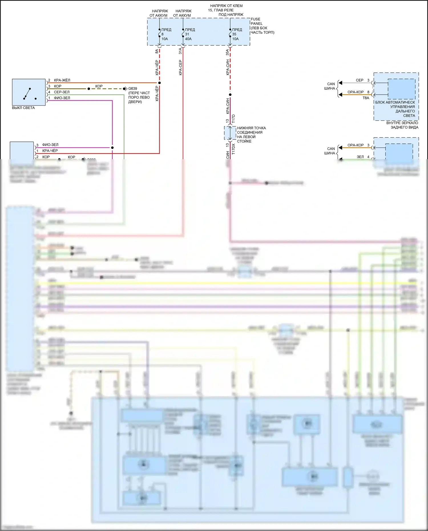 TTS Audi 8S (2014-2018): Электросхема фар, с ксеноном (1 из 2) 