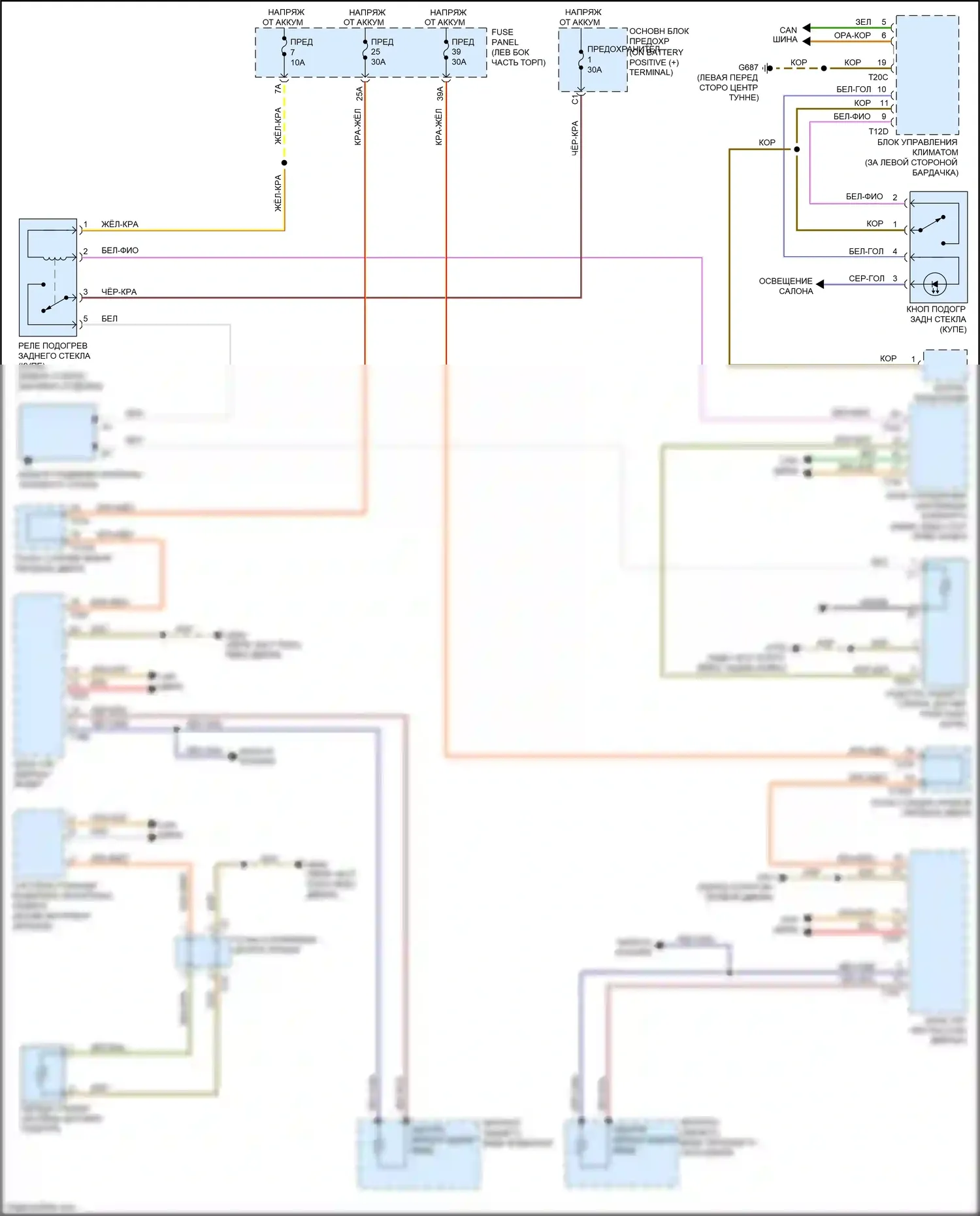 TTS Audi 8S (2014-2018): Электросхема подогрева стекол 
