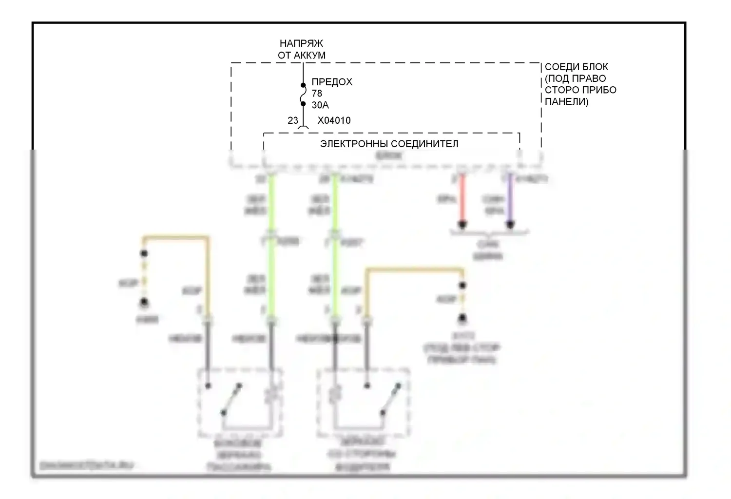 1 серия BMW E81/E82/E87/E88 рестайлинг 2 (2011-2014): Электросхема обогреваемых зеркал 