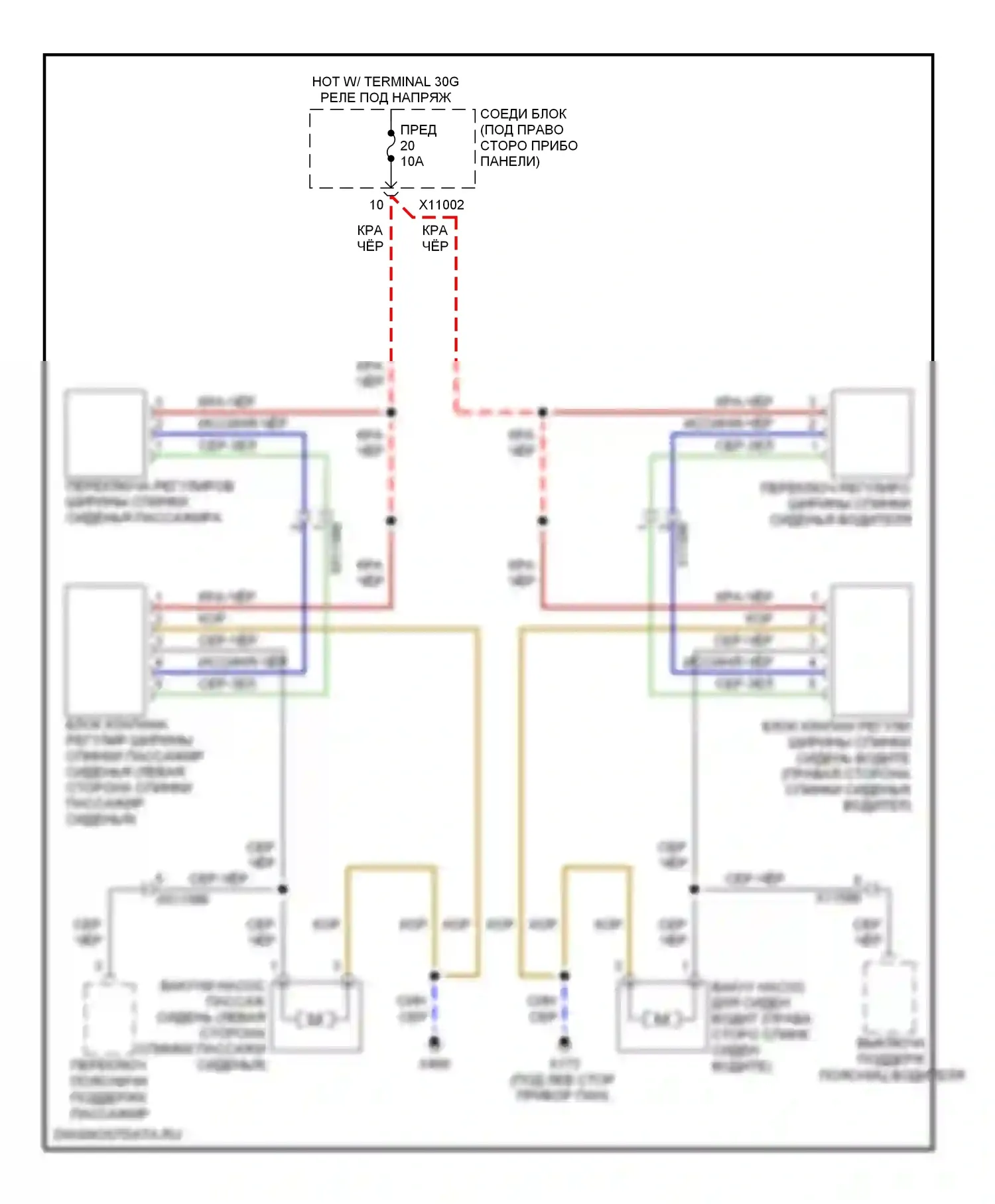 1 серия BMW E81/E82/E87/E88 рестайлинг 2 (2011-2014): Электросхема спортивных сидений 