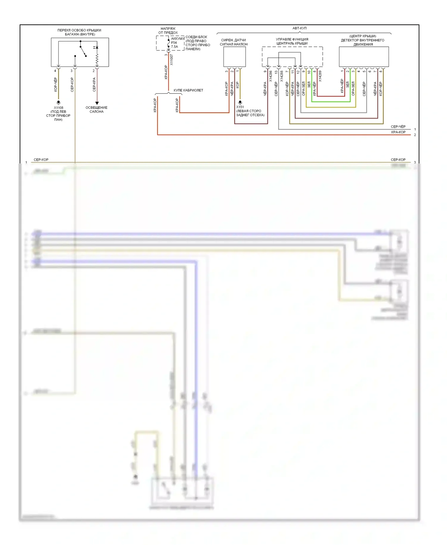 1 серия BMW E81/E82/E87/E88 рестайлинг 2 (2011-2014): Сигнализации электросхема (2 из 3) 
