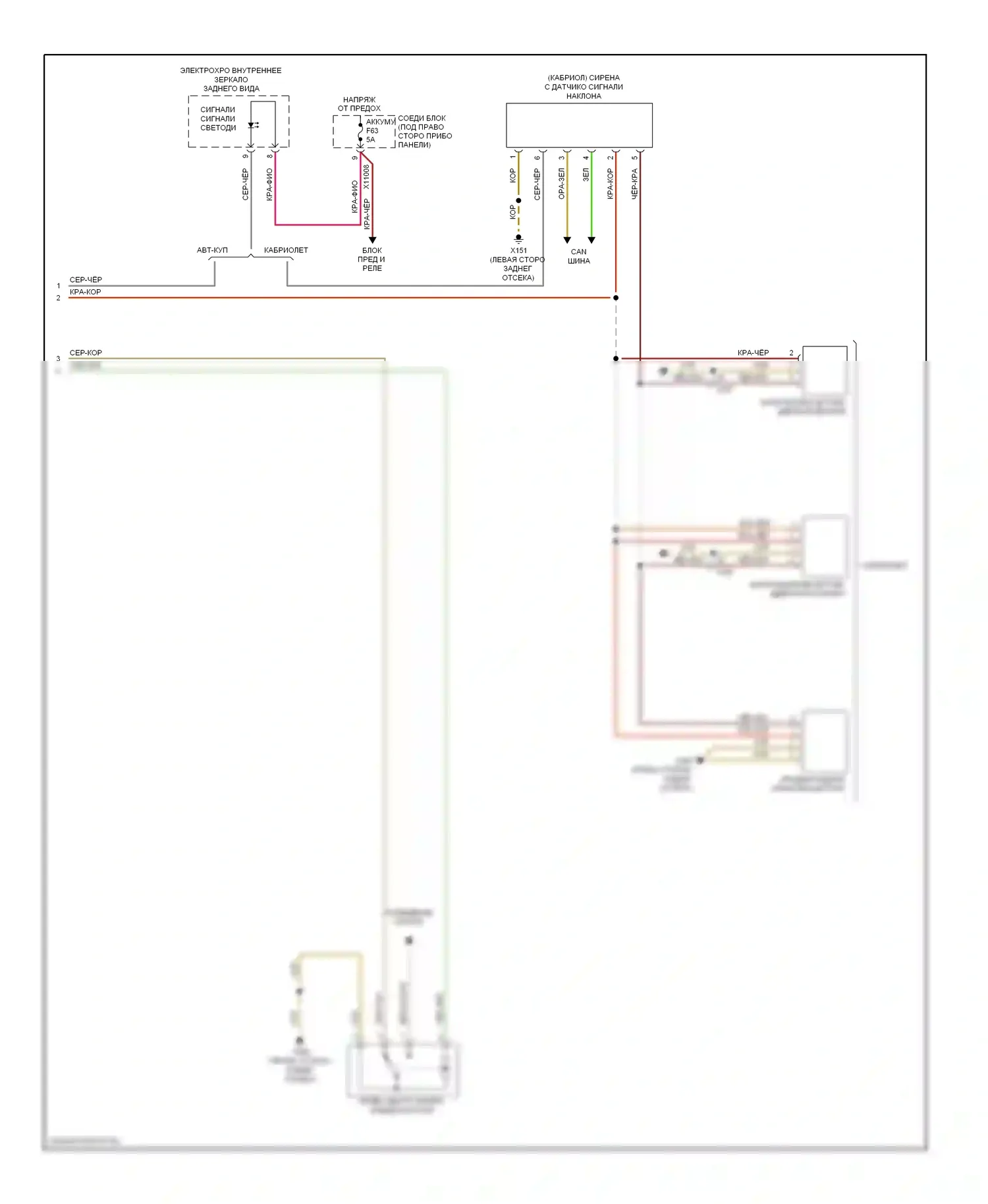 1 серия BMW E81/E82/E87/E88 рестайлинг 2 (2011-2014): Сигнализации электросхема (3 из 3) 