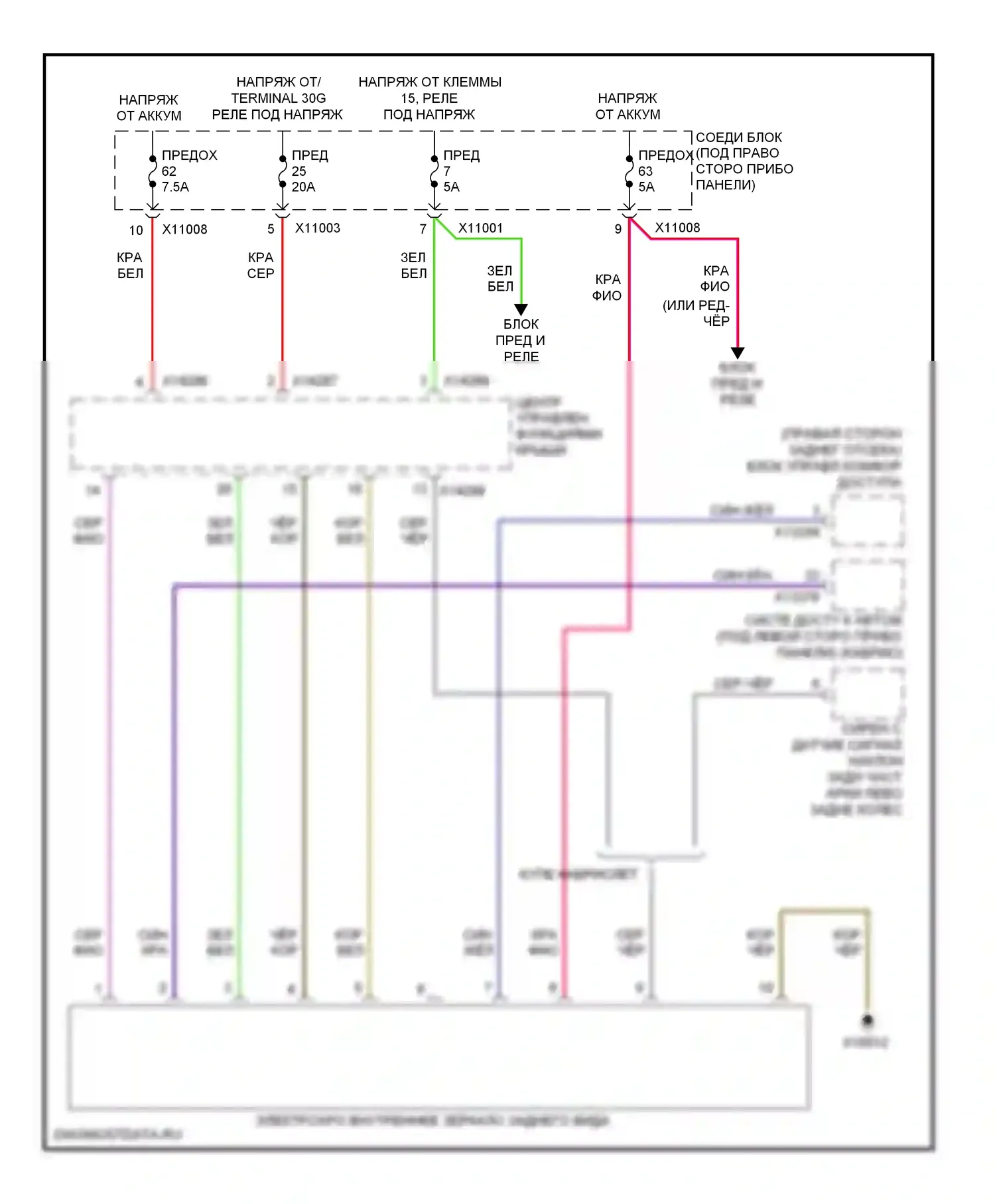 1 серия BMW E81/E82/E87/E88 рестайлинг 2 (2011-2014): Электросхема электрохромного зеркала 