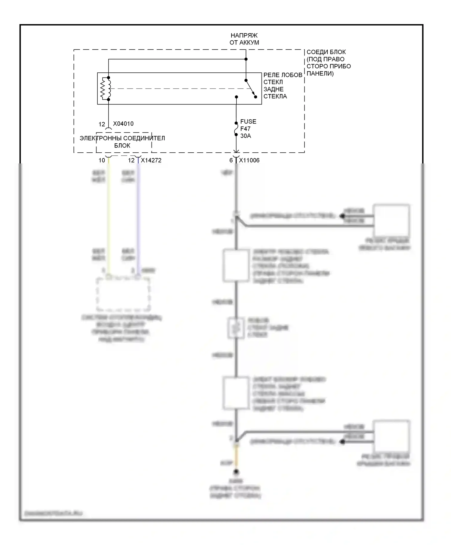 1 серия BMW E81/E82/E87/E88 рестайлинг (2007-2011): Электросхема подогрева стекол 