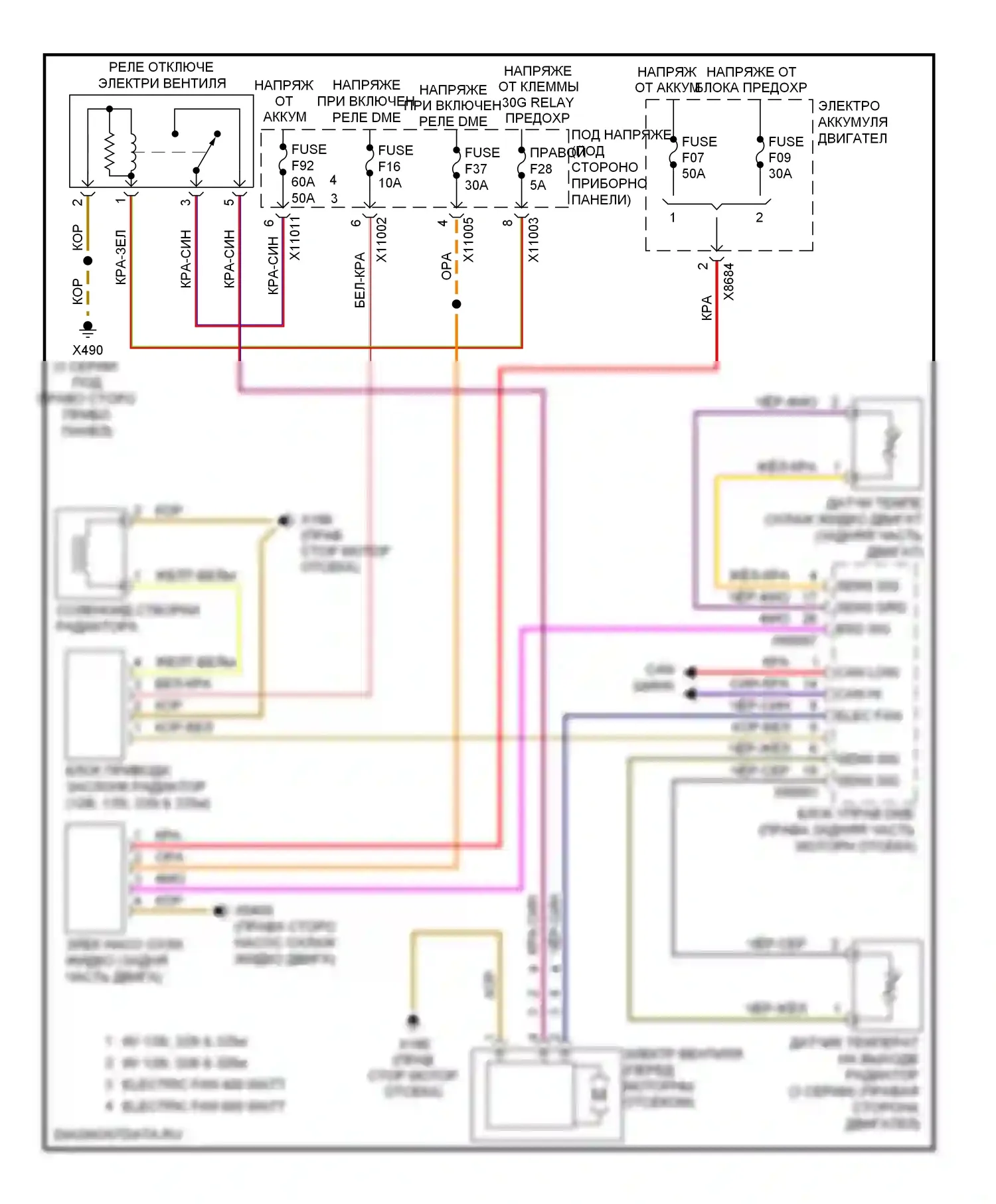 1 серия BMW E81/E82/E87/E88 рестайлинг (2007-2011): Электросхема вентилятора охлаждения 