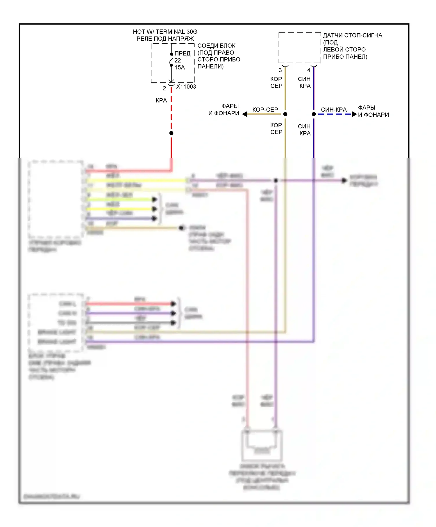 1 серия BMW F20/F21 (2011-2015): Электросхема блокировки селектора 