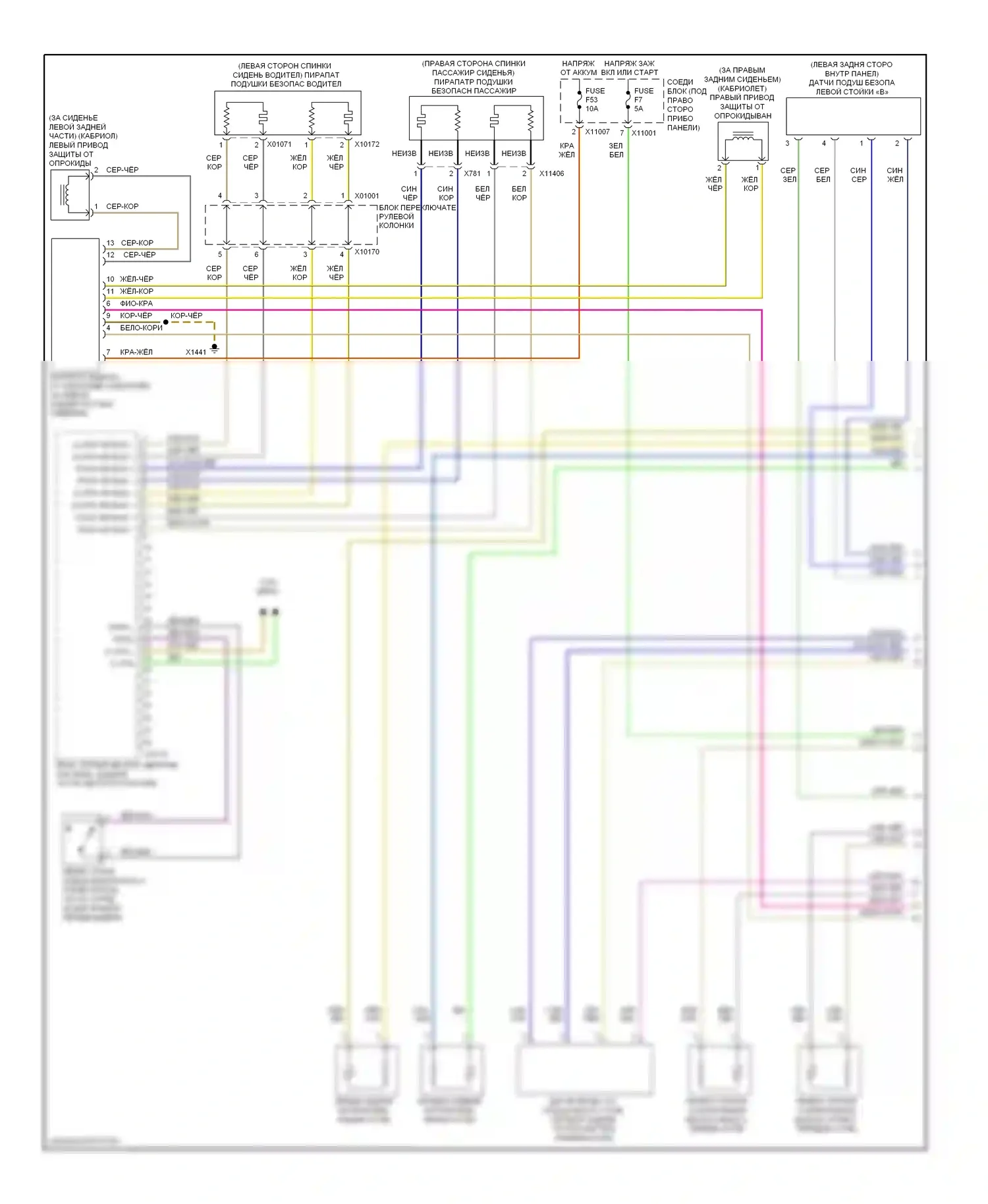 1 серия BMW F20/F21 (2011-2015): Электросхема подушек безопасности (1 из 2) 