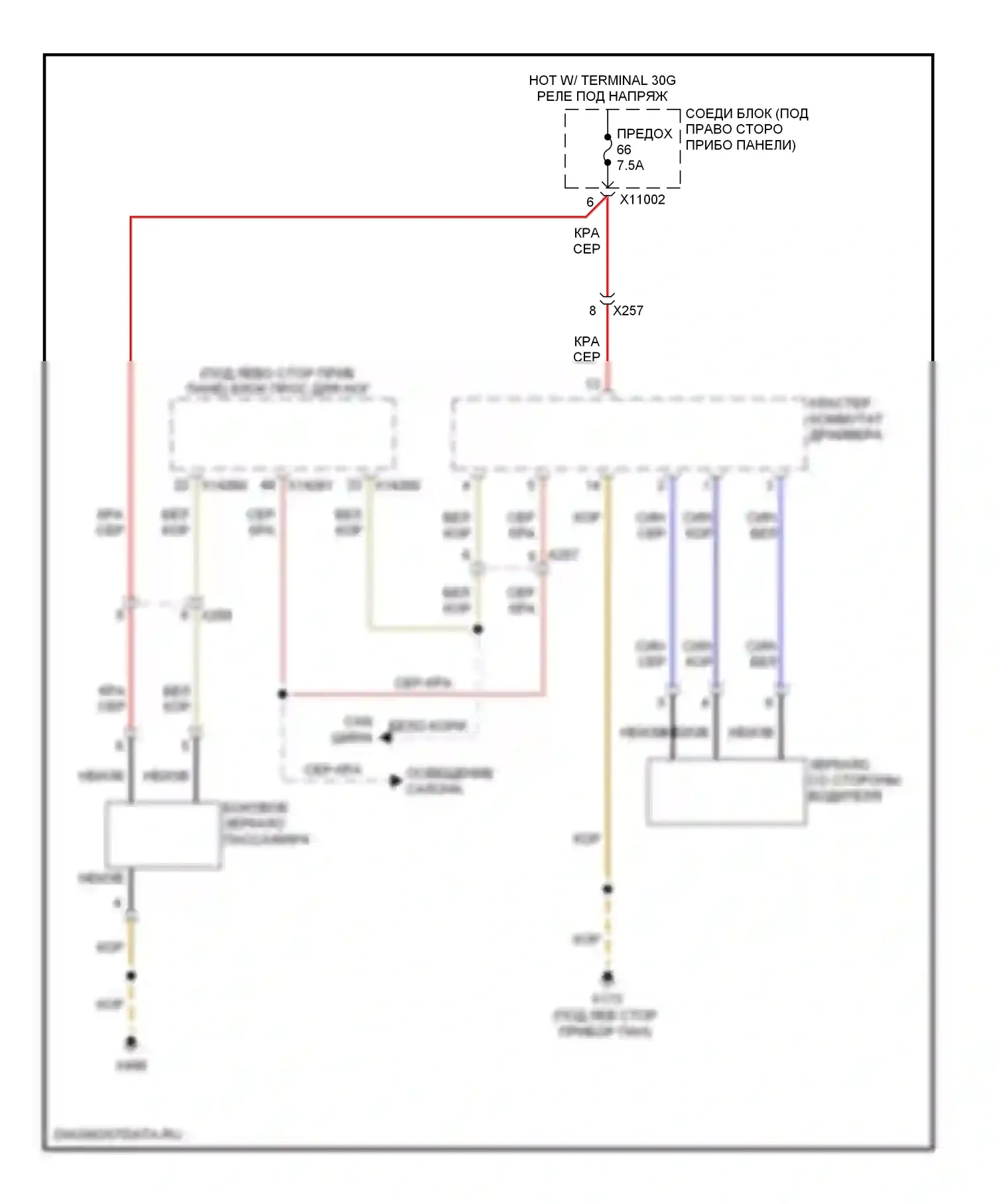 1 серия BMW F20/F21 (2011-2015): Электросхема управления зеркалами заднего вида, без обогреваемых зеркал 