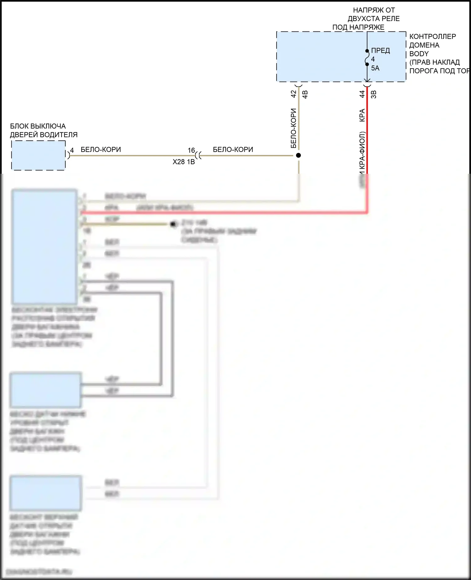 2 серия Gran Coupe BMW F44 (2019-2024): Электросхема бесконтактного открывания двери багажника 
