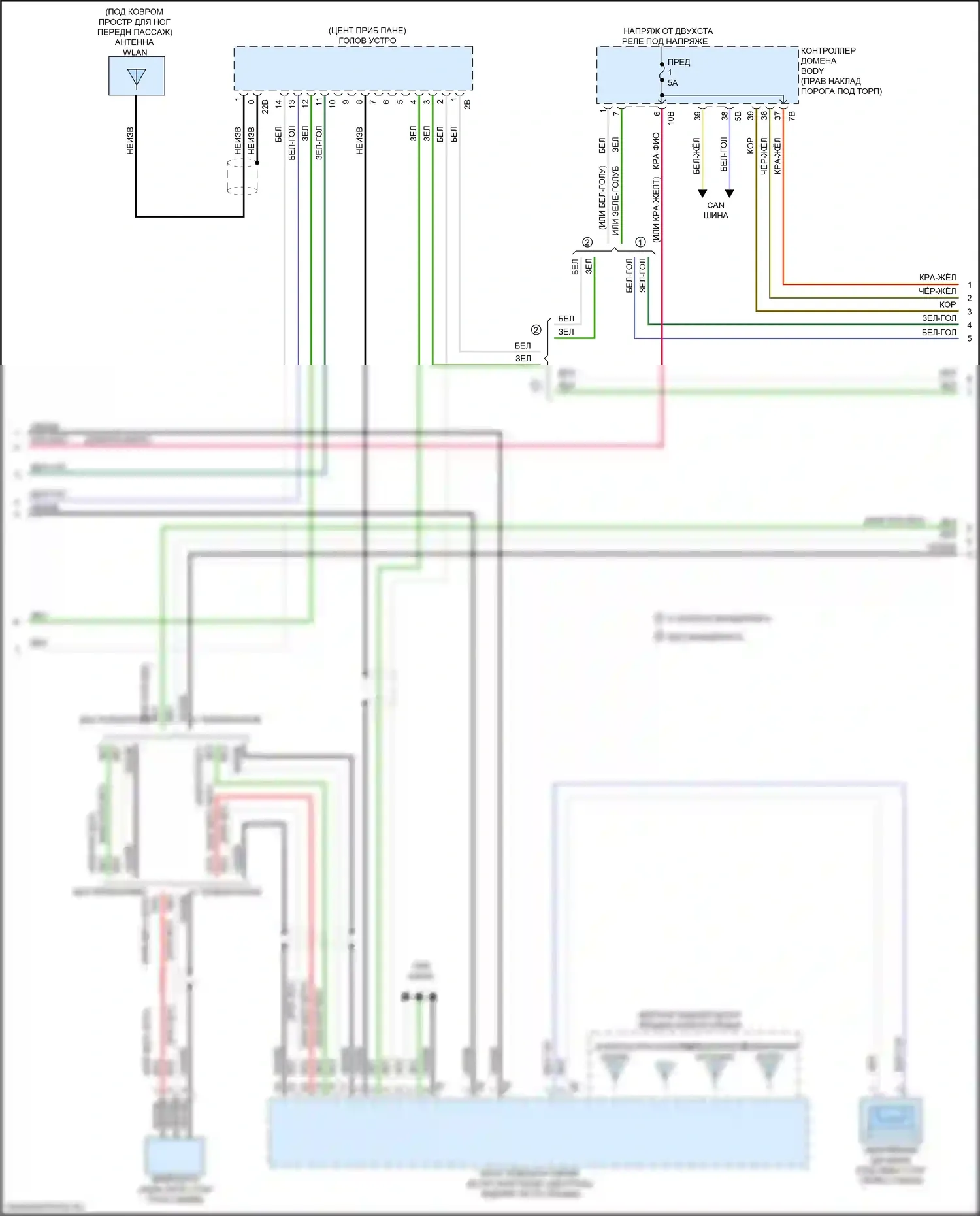2 серия Gran Coupe BMW F44 (2019-2024): Электросхема аудиоблока приемника, высокий уровень (3 из 6) 
