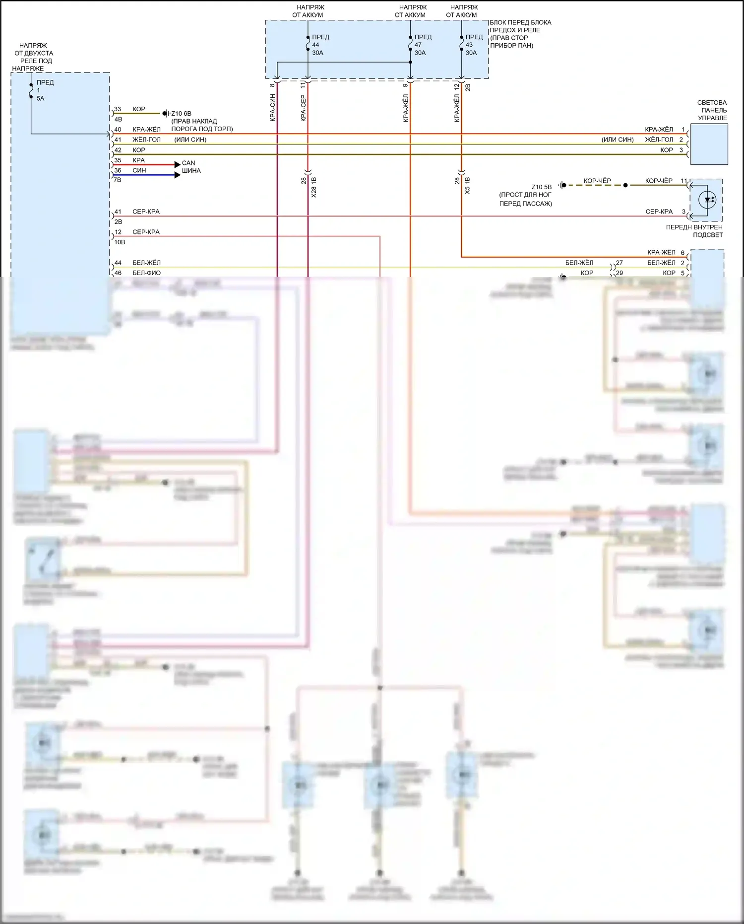 2 серия Gran Coupe BMW F44 (2019-2024): Электросхема подсветки приборной панели 