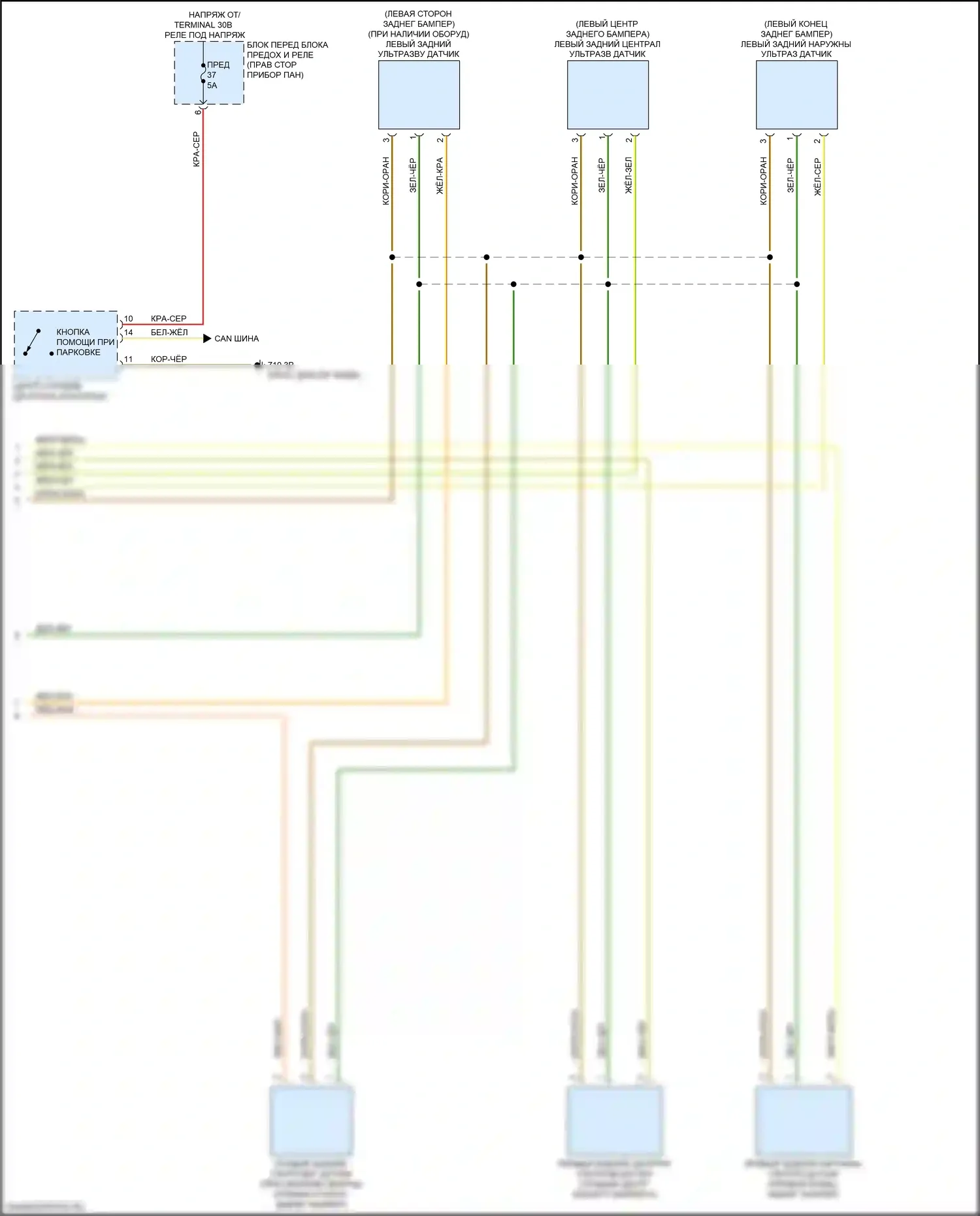 2 серия Gran Coupe BMW F44 (2019-2024): Электросхема парктроника (2 из 2) 