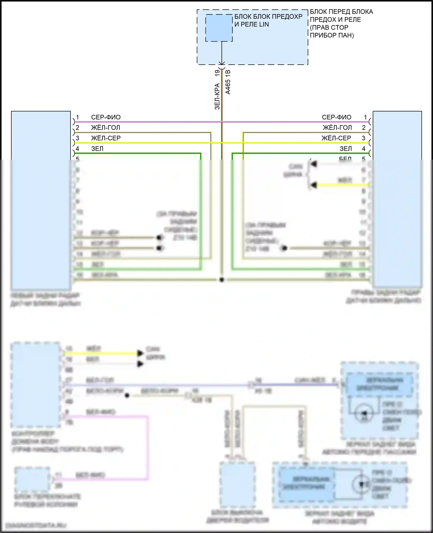 2 серия Gran Coupe BMW F44 (2019-2024): Электросхема сигнализации о выезде с полосы движения, без камеры 