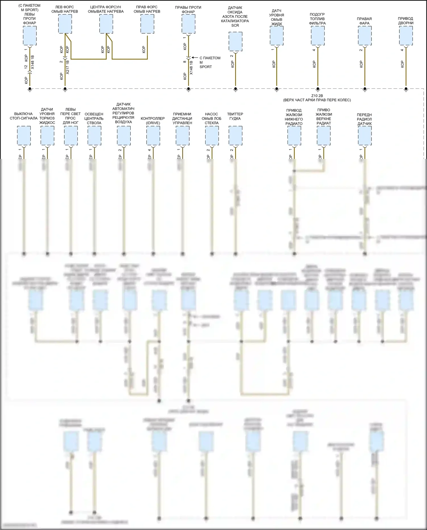 2 серия Gran Coupe BMW F44 (2019-2024): Электросхема точек подключения масс (2 из 4) 