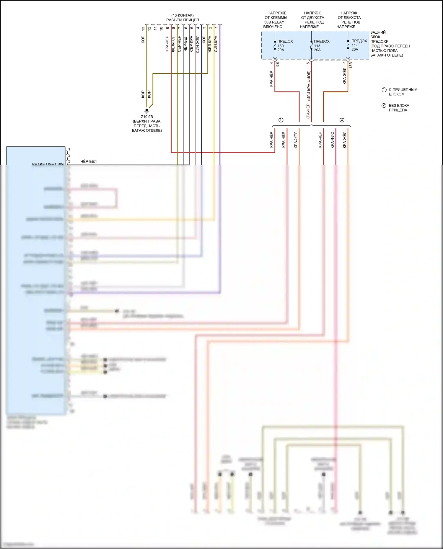 2 серия BMW F22/F23 рестайлинг (2017-2021): Электросхема буксировки прицепа 