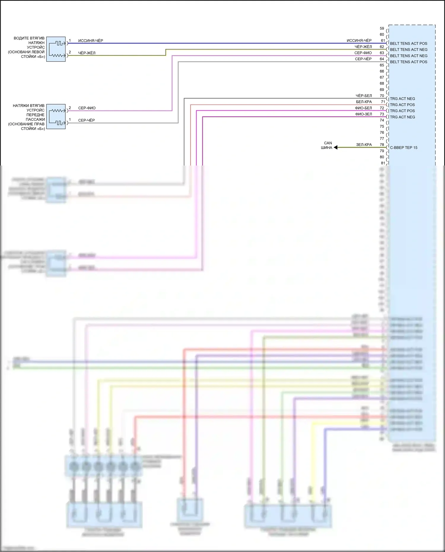 2 серия BMW F22/F23 рестайлинг (2017-2021): Электросхема подушек безопасности, кабриолет (3 из 3) 