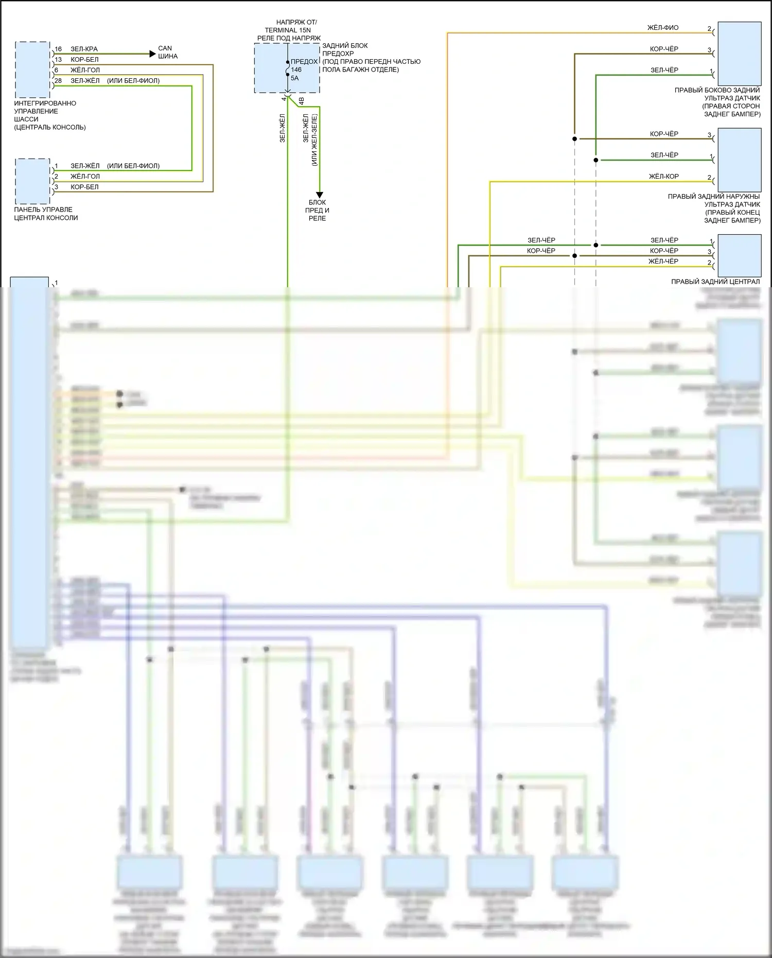 2 серия BMW F22/F23 рестайлинг (2017-2021): Электросхема парктроника, с помощником по парковочному маневрированию 