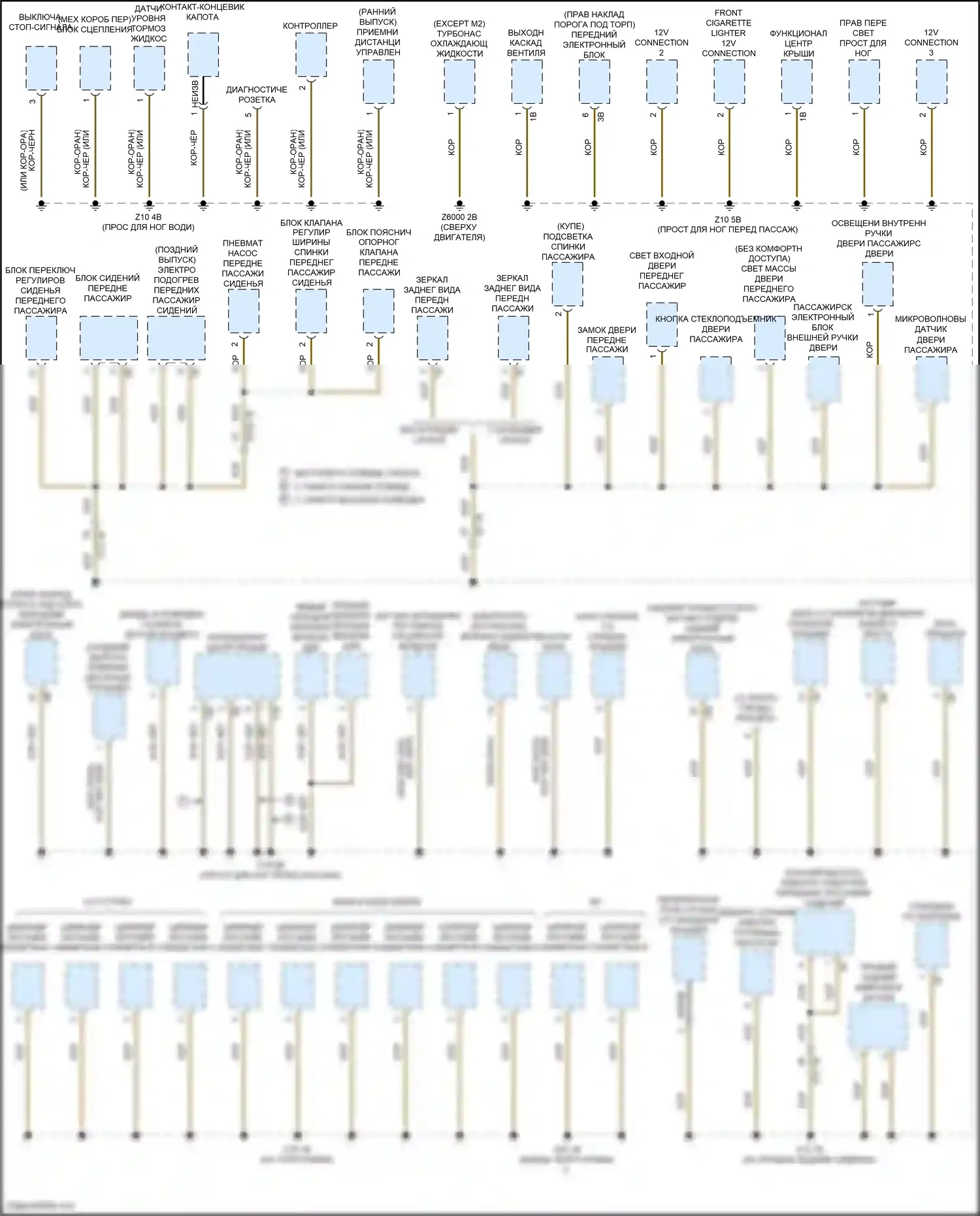 2 серия BMW F22/F23 рестайлинг (2017-2021): Электросхема точек подключения масс (2 из 3) 