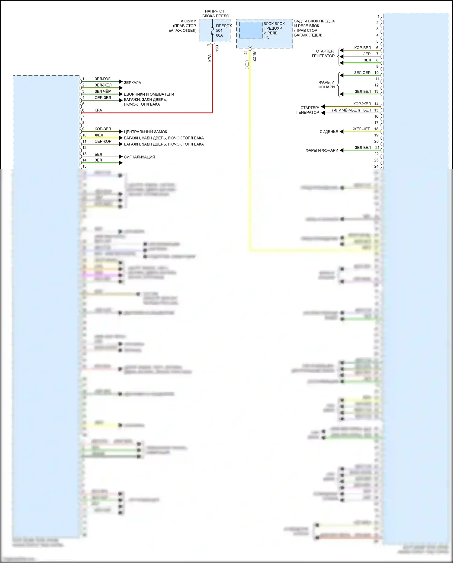 2 серия BMW G42 (2021-2024): Электросхема блоков управления кузовом (2 из 3) 