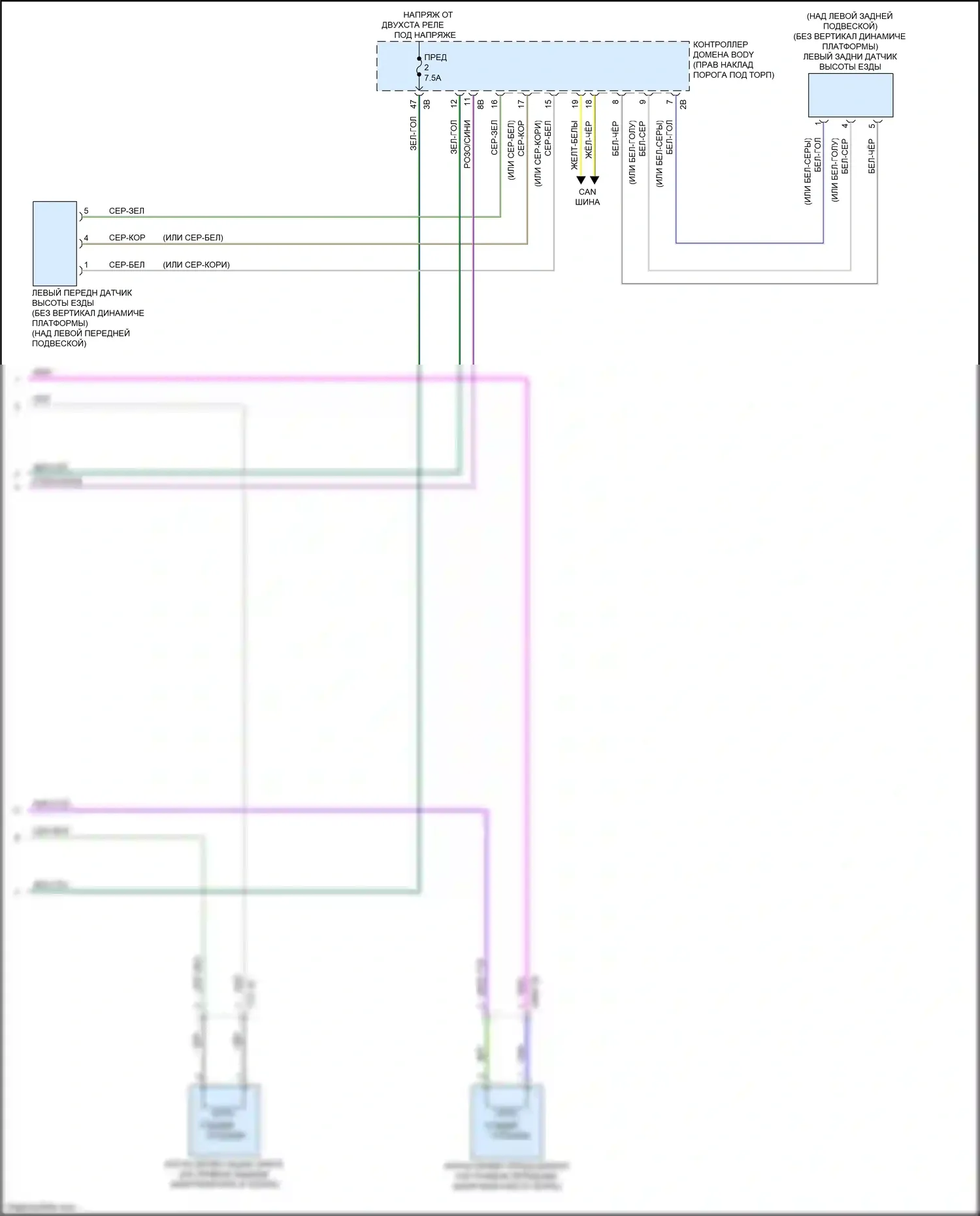 2 серия BMW G42 (2021-2024): Электросхема электронной подвески (2 из 2) 