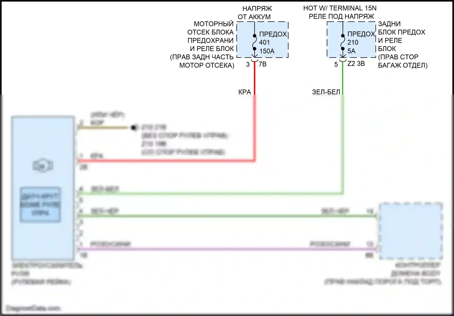 2 серия BMW G42 (2021-2024): Электросхема электроусилителя руля 