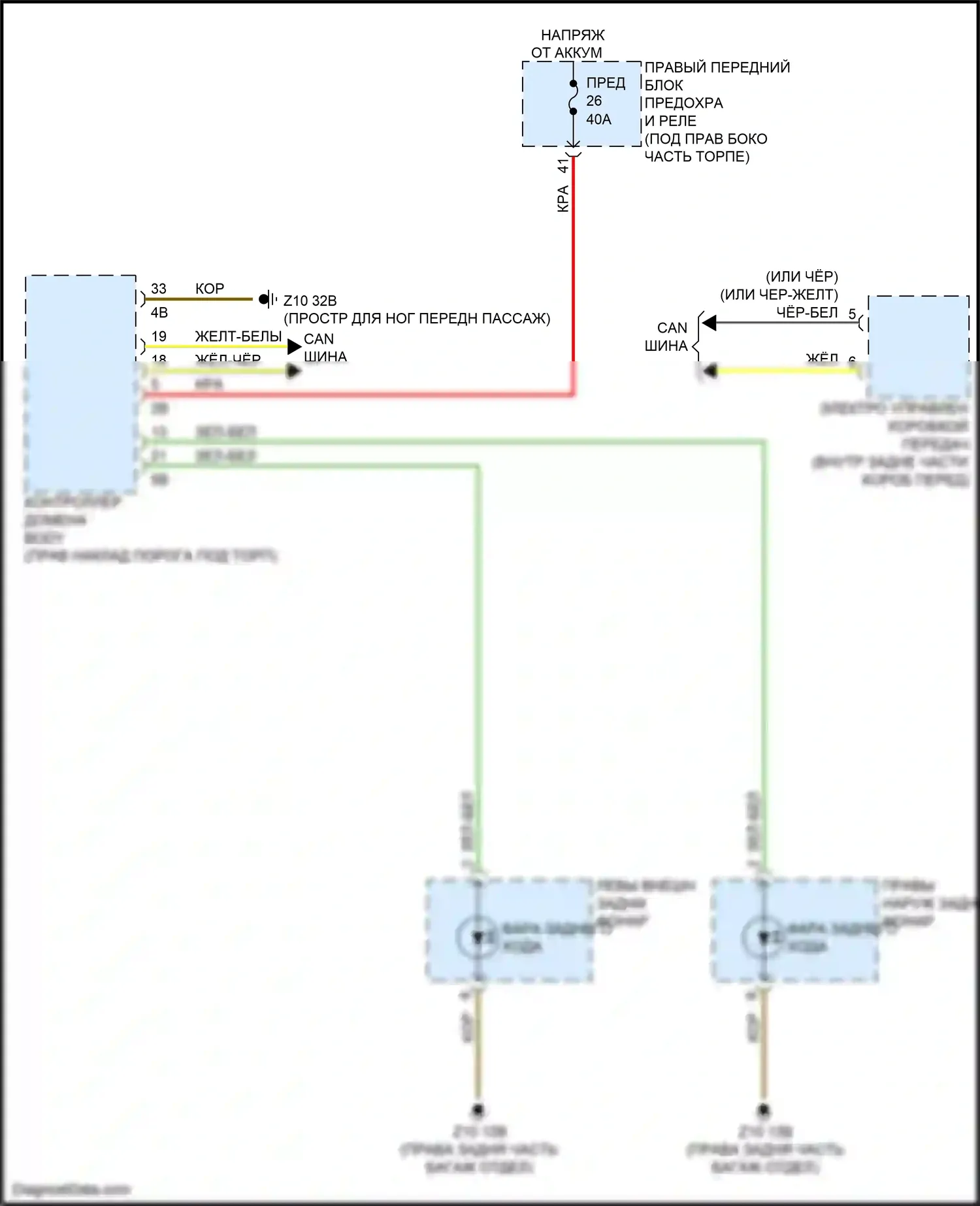 2 серия BMW G42 (2021-2024): Электросхема фонарей заднего хода 