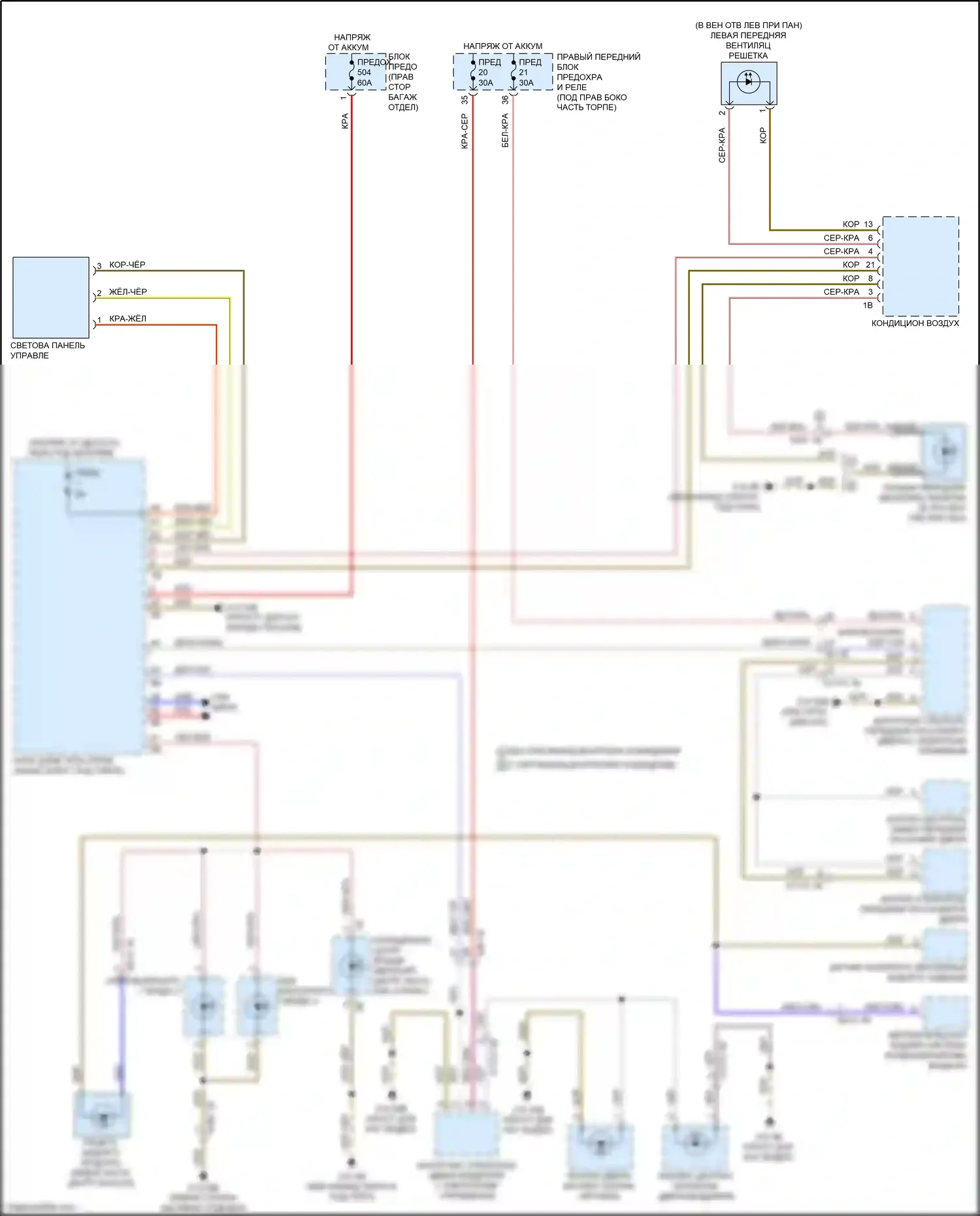 2 серия BMW G42 (2021-2024): Электросхема подсветки приборной панели 