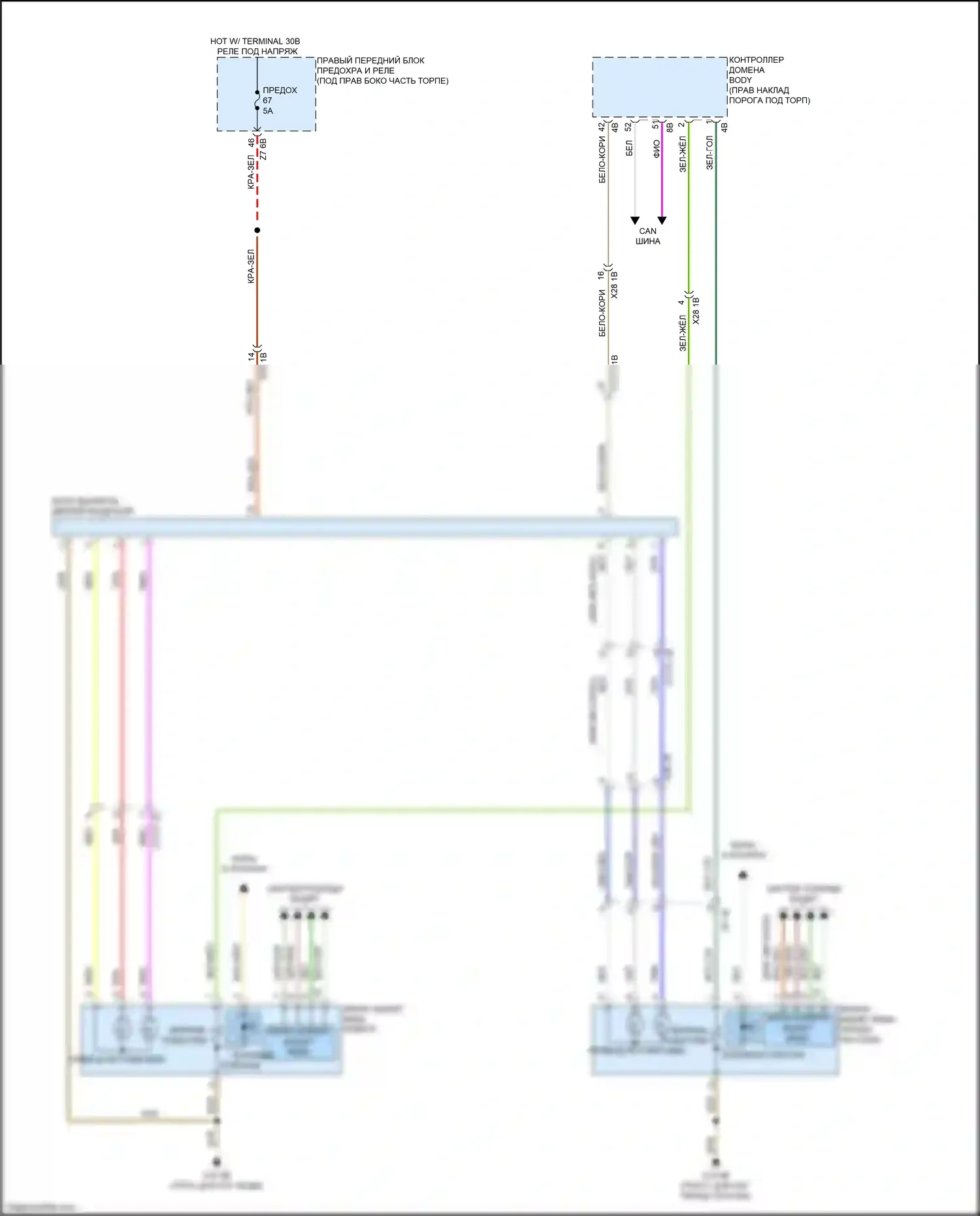 2 серия BMW G42 (2021-2024): Электросхема памяти зеркал, без функции lin bus 