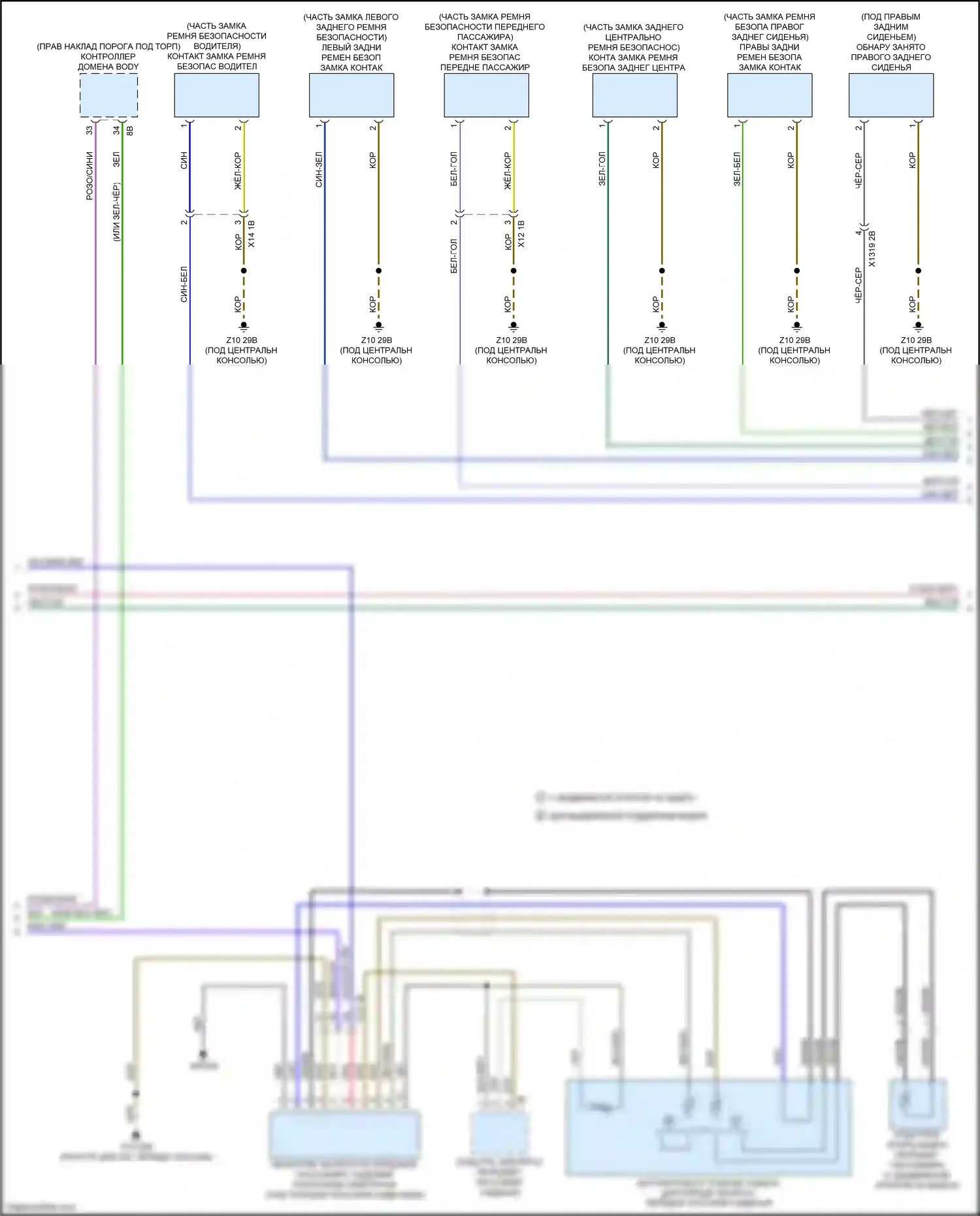 2 серия BMW G42 (2021-2024): Электросхема подушек безопасности (2 из 4) 
