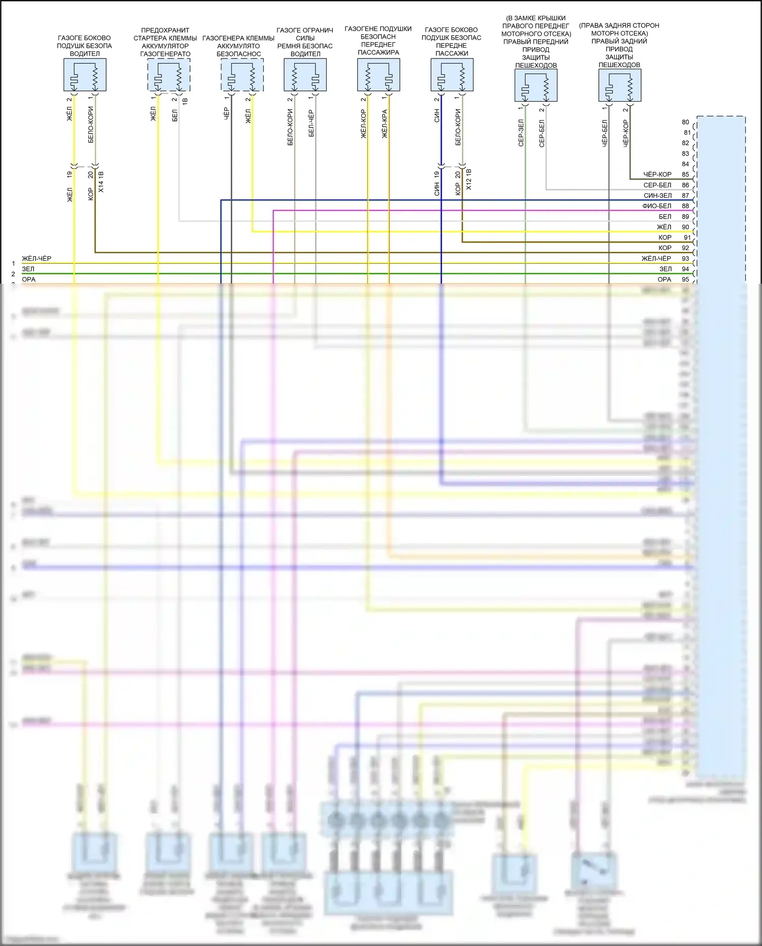 2 серия BMW G42 (2021-2024): Электросхема подушек безопасности (4 из 4) 