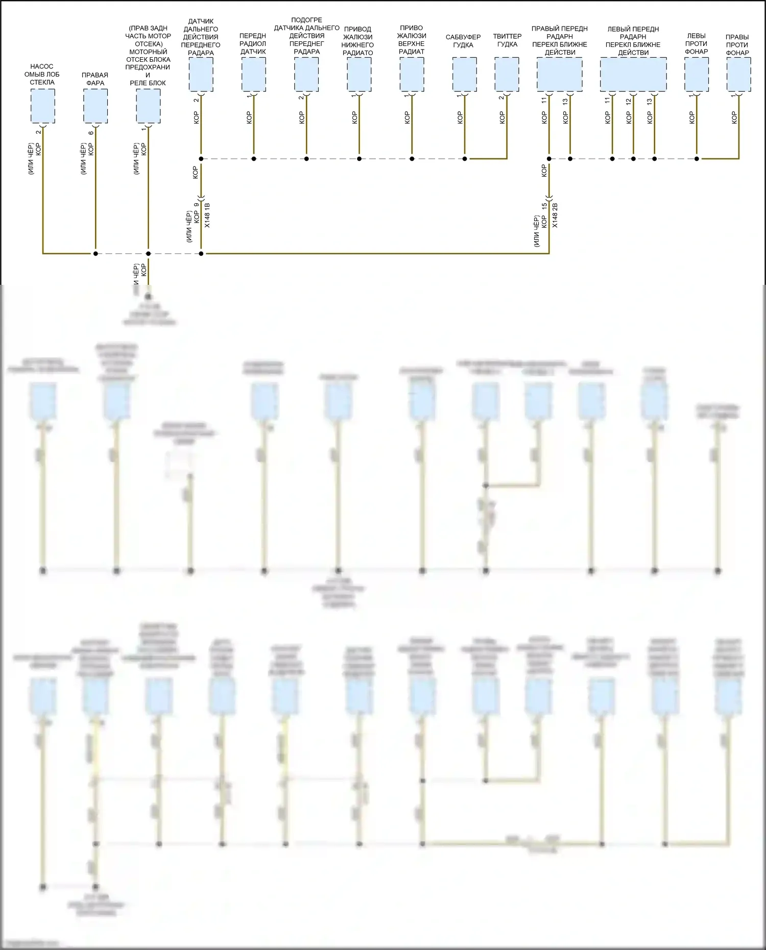 2 серия BMW G42 (2021-2024): Электросхема точек подключения масс (2 из 5) 