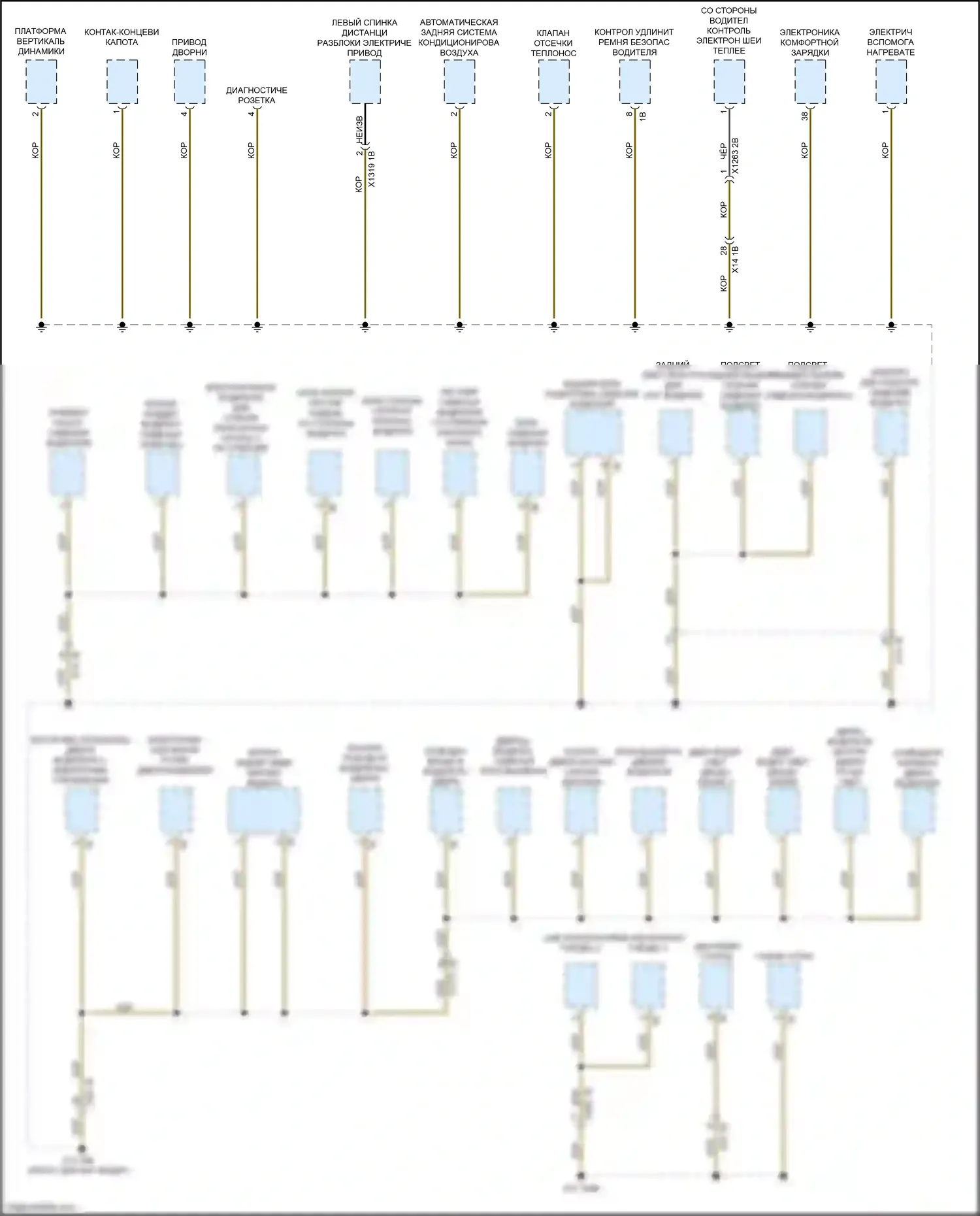 2 серия BMW G42 (2021-2024): Электросхема точек подключения масс (3 из 5) 