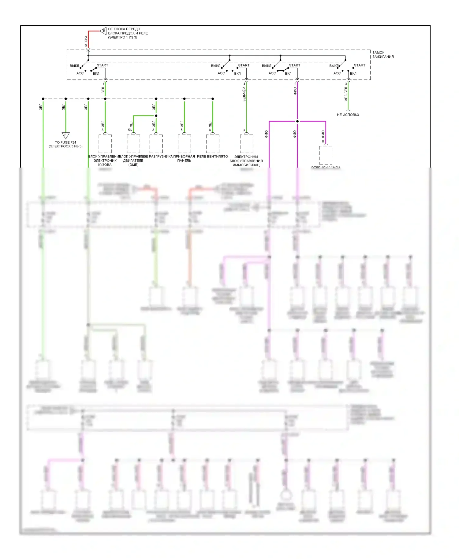 3 серия BMW E36 (1990-2000): Электросхема блока предохранителей реле (2 из 3) 
