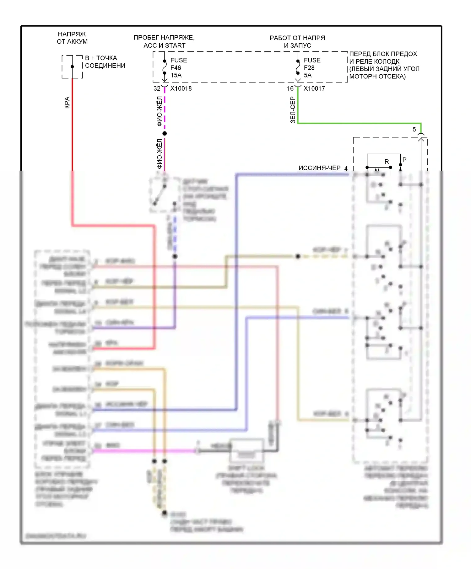 3 серия BMW E36 (1990-2000): Электросхема блокировки селектора 
