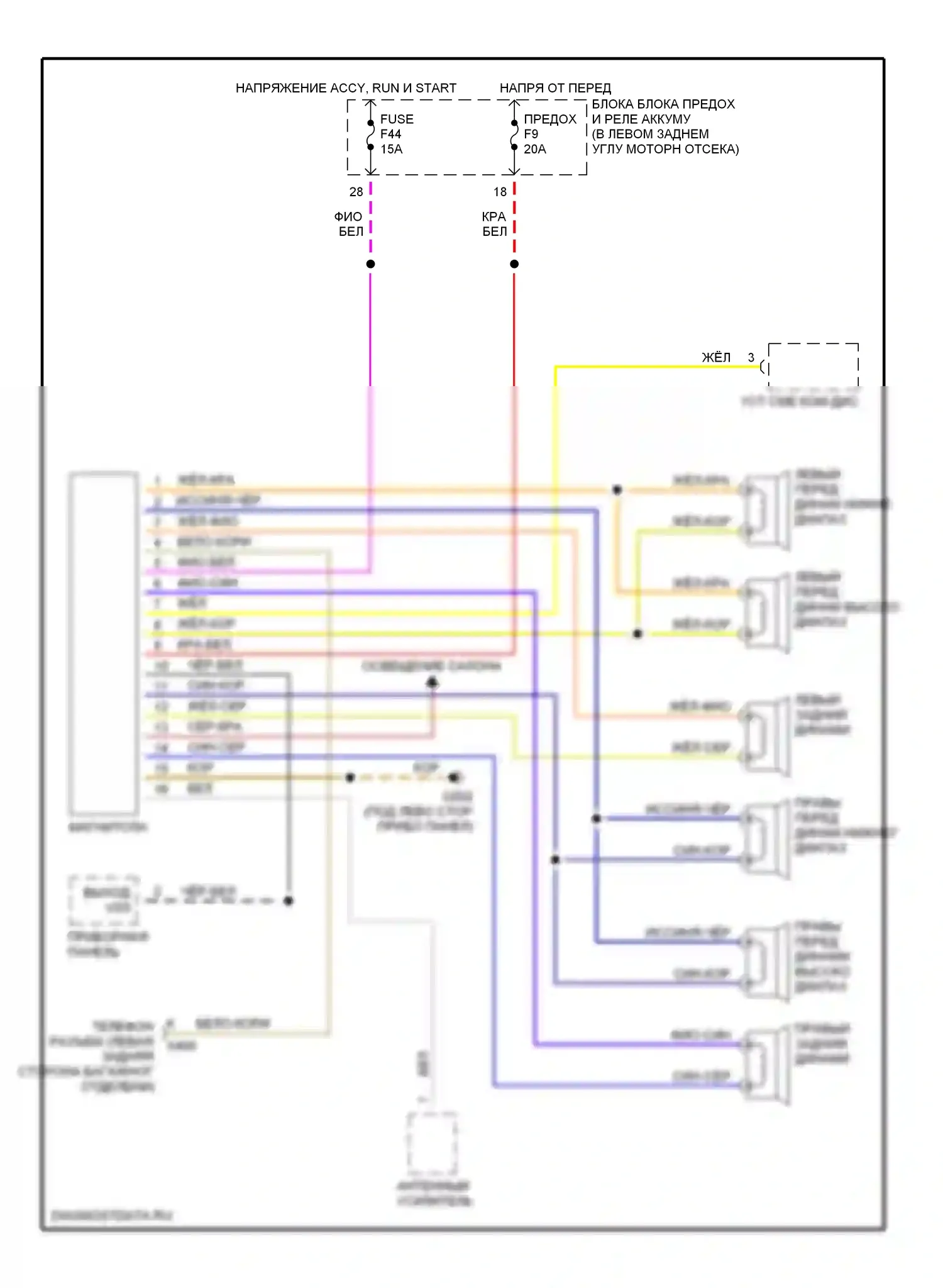 3 серия BMW E36 (1990-2000): Магнитола- электросхемы, 6 динамиков 