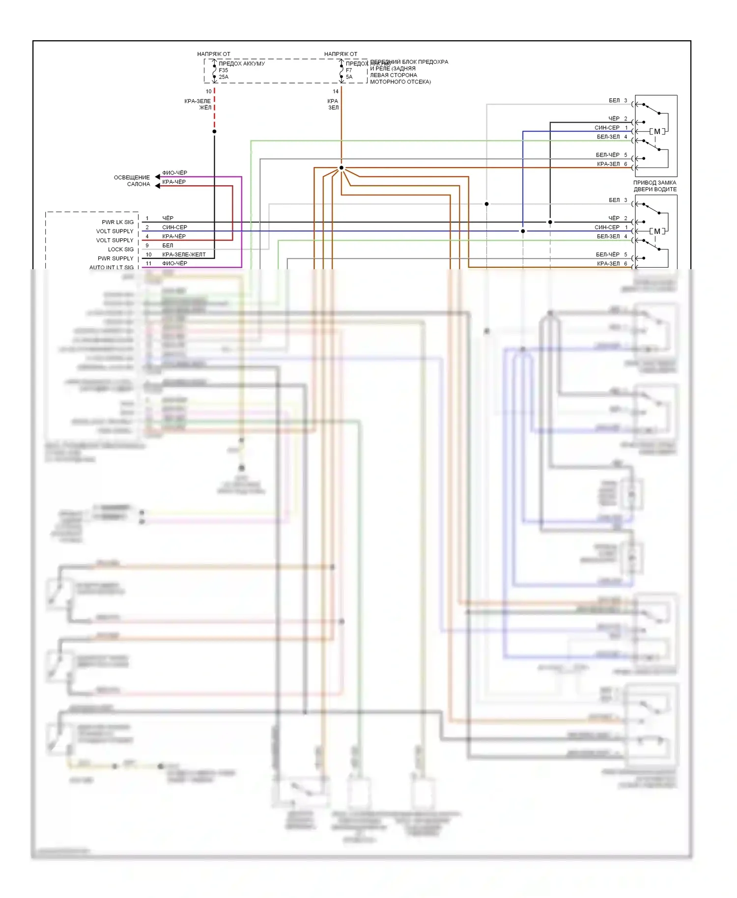 3 серия BMW E36 (1990-2000): Электросхема замка силовой двери 