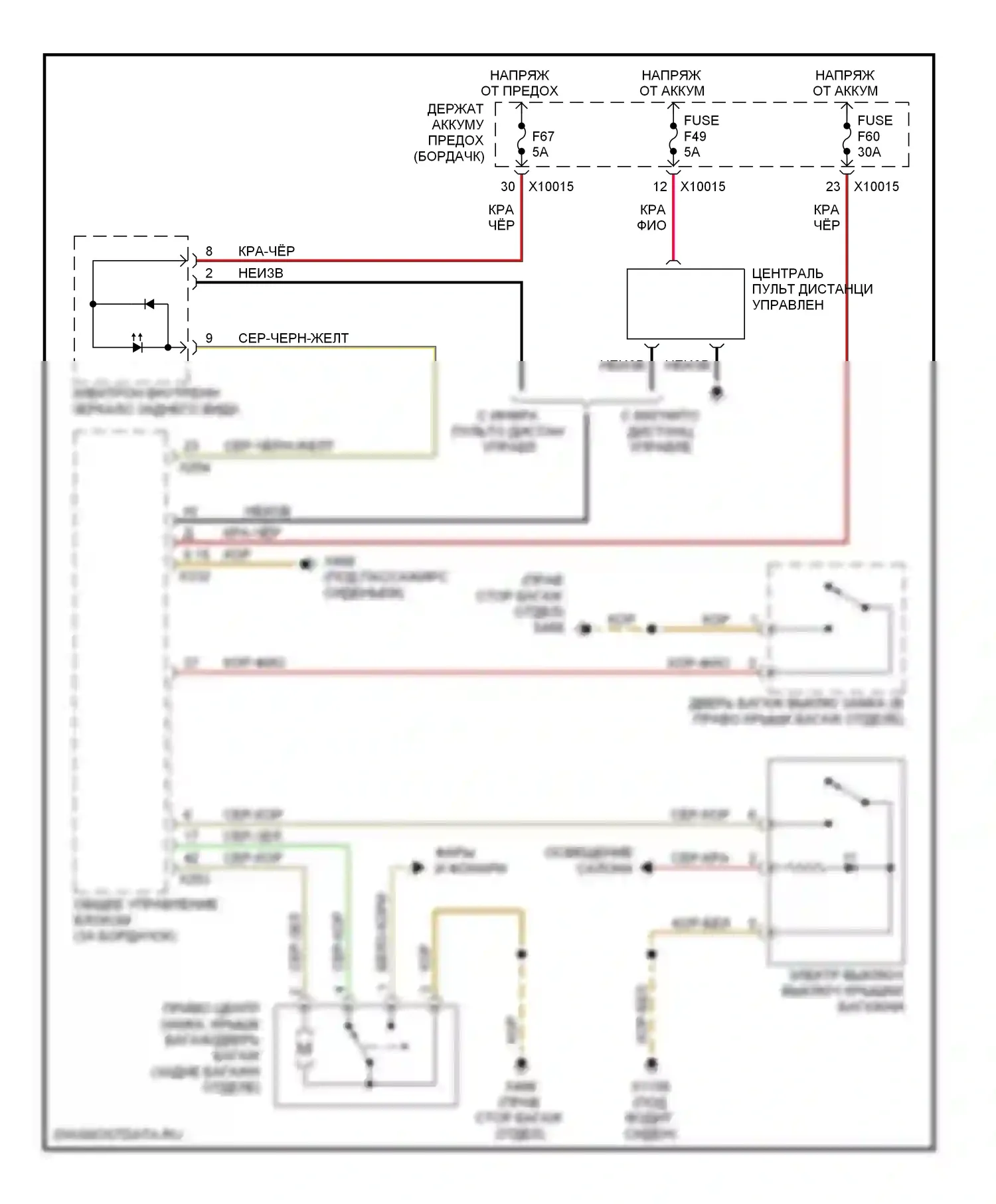 3 серия BMW E46 рестайлинг (2001-2006): Электросхема багажника, двери багажника, лючка топливного бака, кроме вагона 