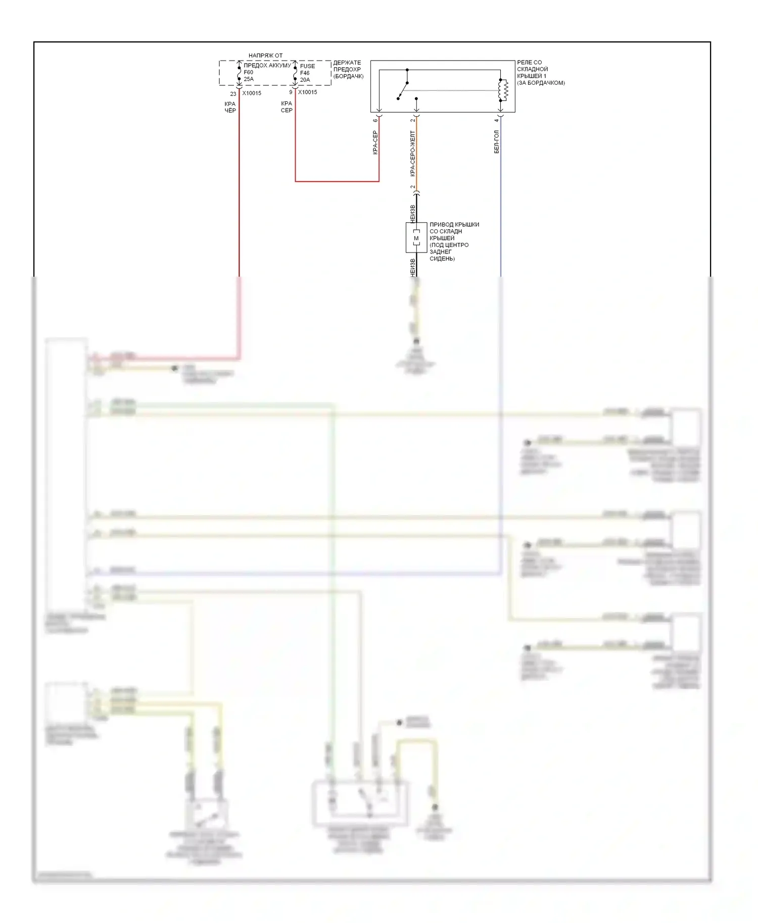 3 серия BMW E46 рестайлинг (2001-2006): Электросхема со складной крышей, ручная 