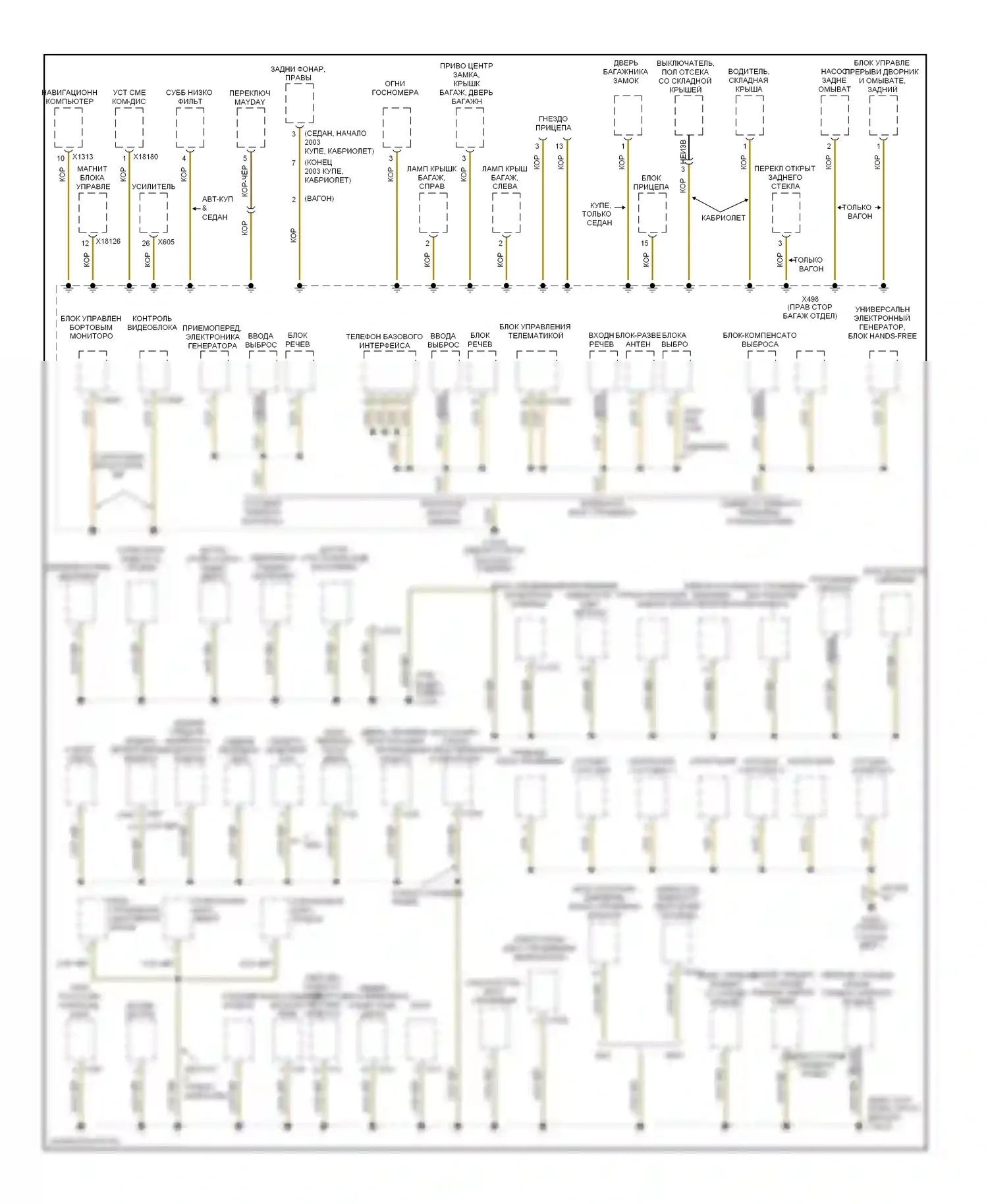 3 серия BMW E46 рестайлинг (2001-2006): Электросхема точек подключения масс (4 из 4) 