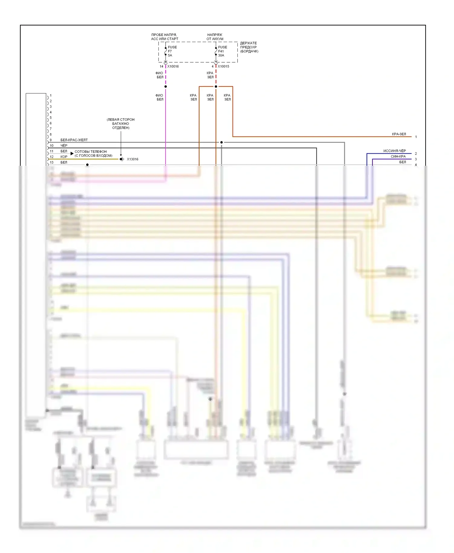 3 серия BMW E46 (1998-2003): Электросхема магнитолы, с hifi магнитолы, с монитором (1 из 2) 