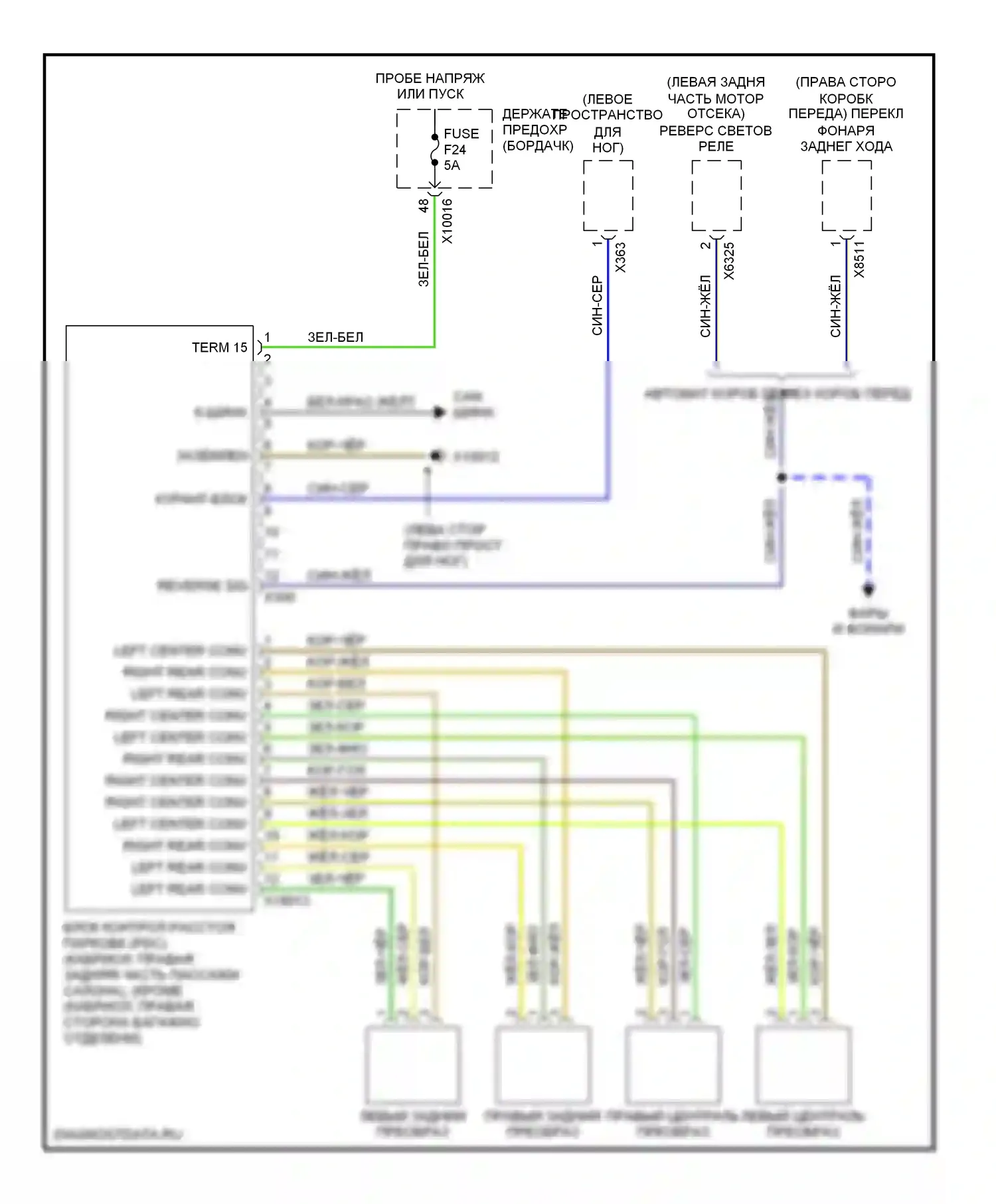 3 серия BMW E46 (1998-2003): Электросхема парктроника 