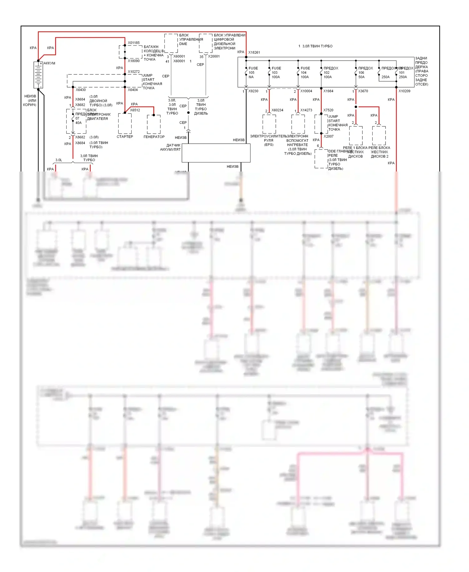 3 серия BMW E90/E91/E92/E93 рестайлинг (2008-2013): Электросхема блока предохранителей реле (1 из 5) 